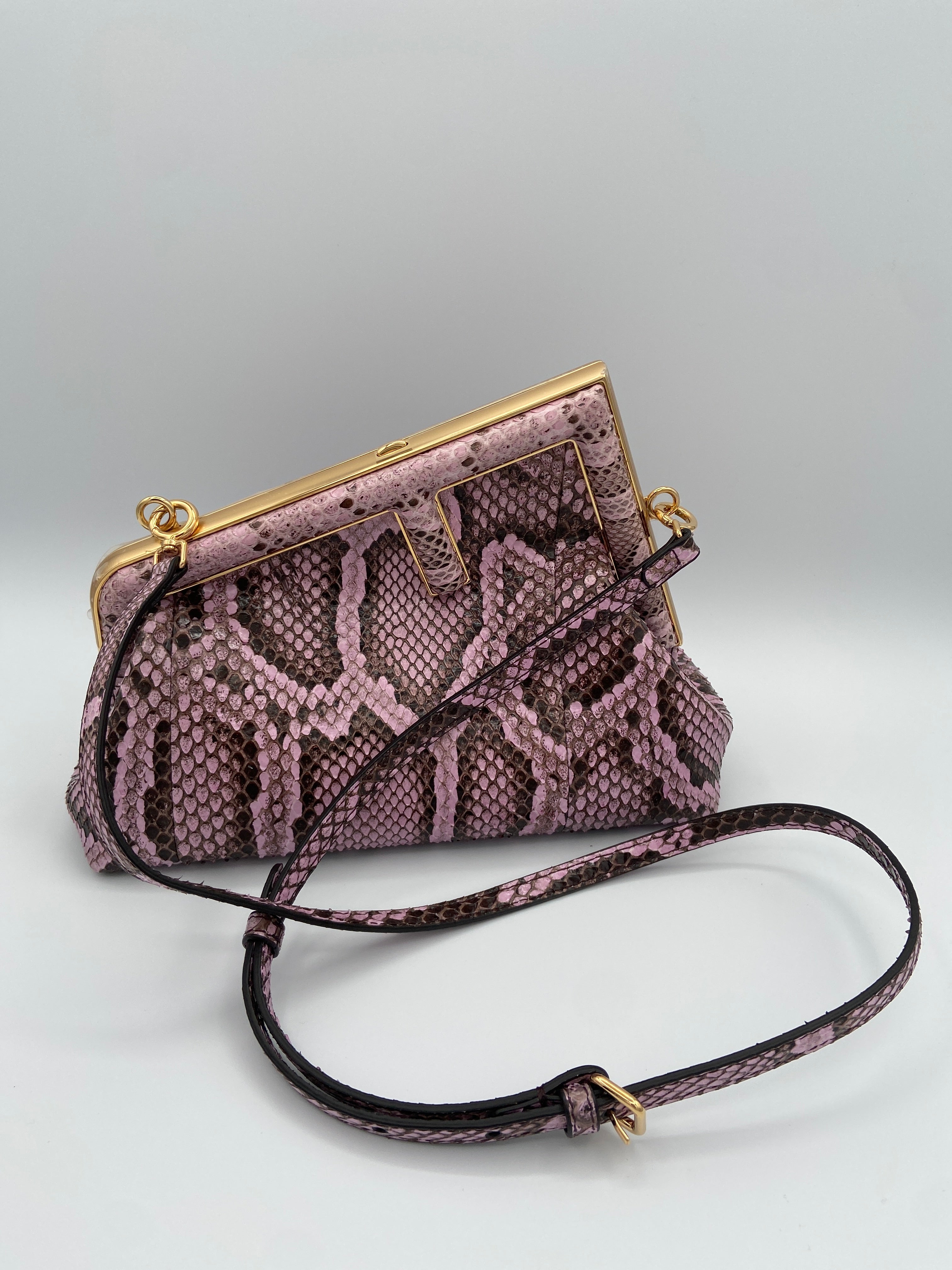 Fendi Snakeskin Violetta, Pink/Brown