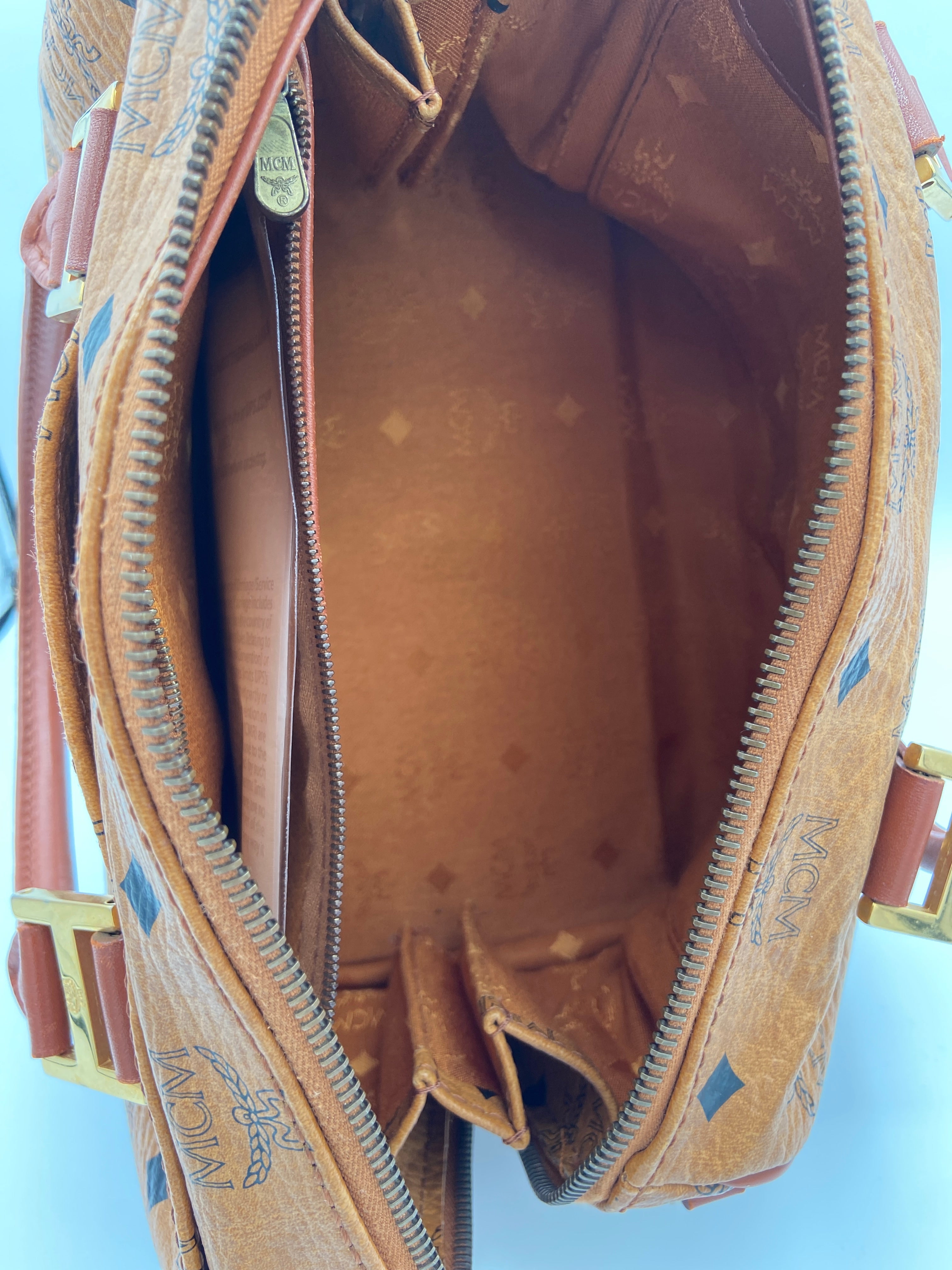 MCM Vintage Visetos Boston Bag with Crossbody Strap
