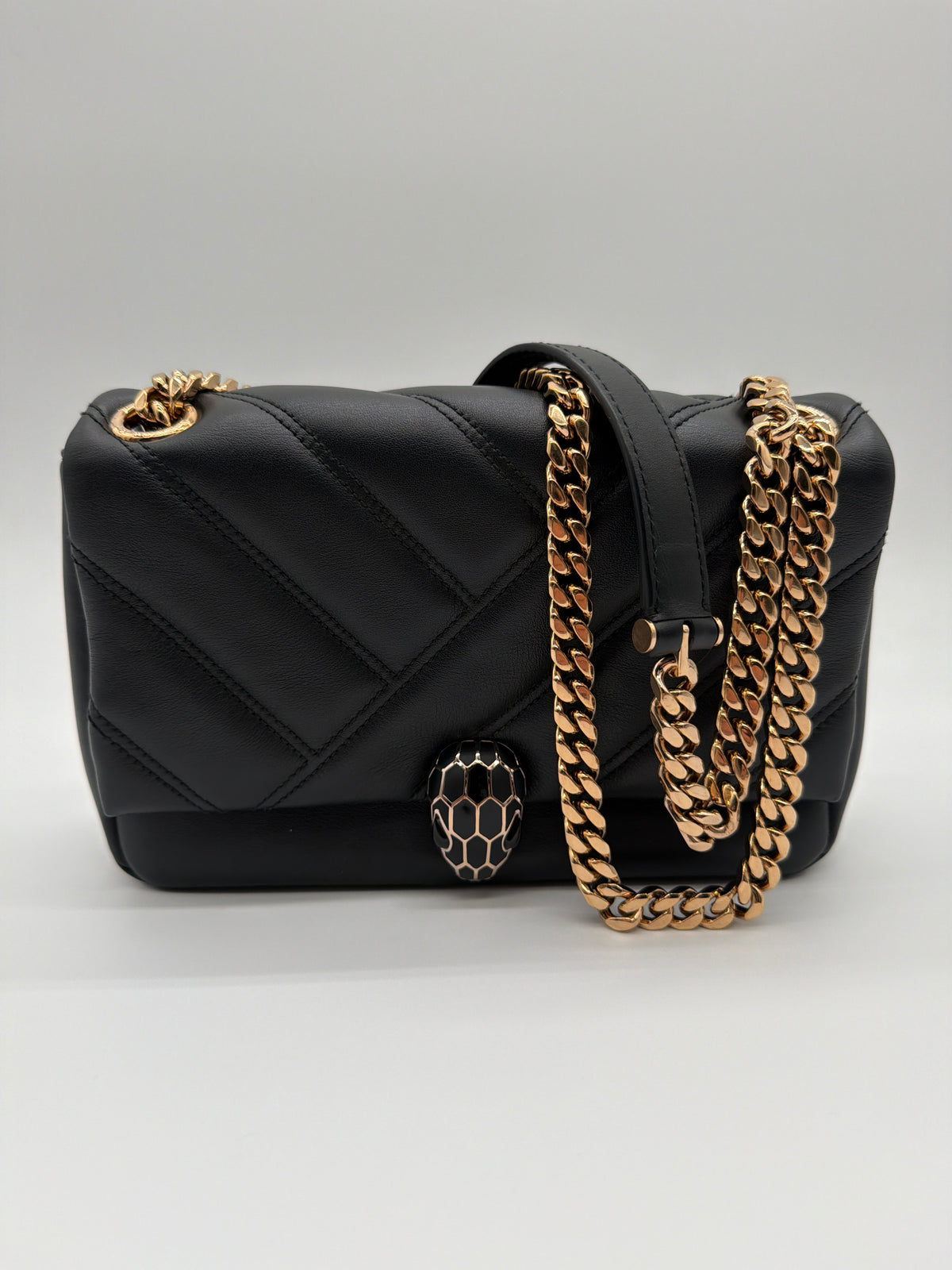 Bvlgari black quilted leather Serpenti Cabochon image 1