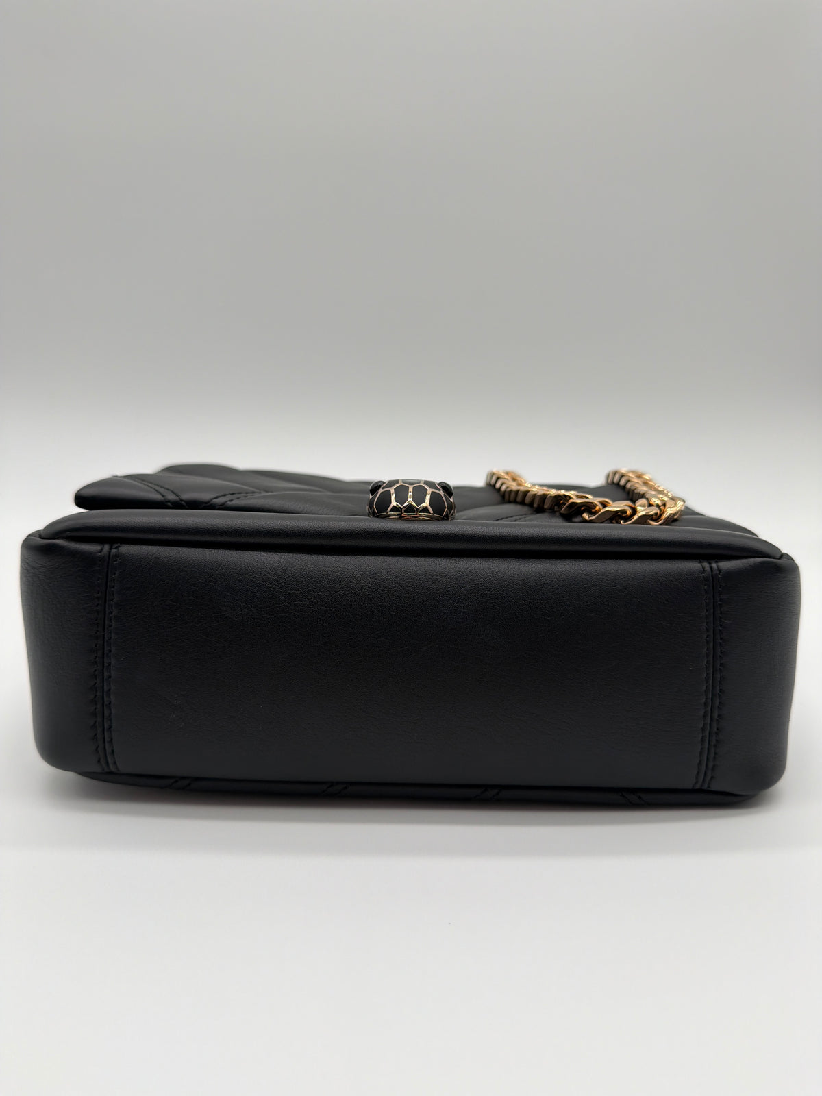 Bvlgari black quilted leather Serpenti Cabochon image 5