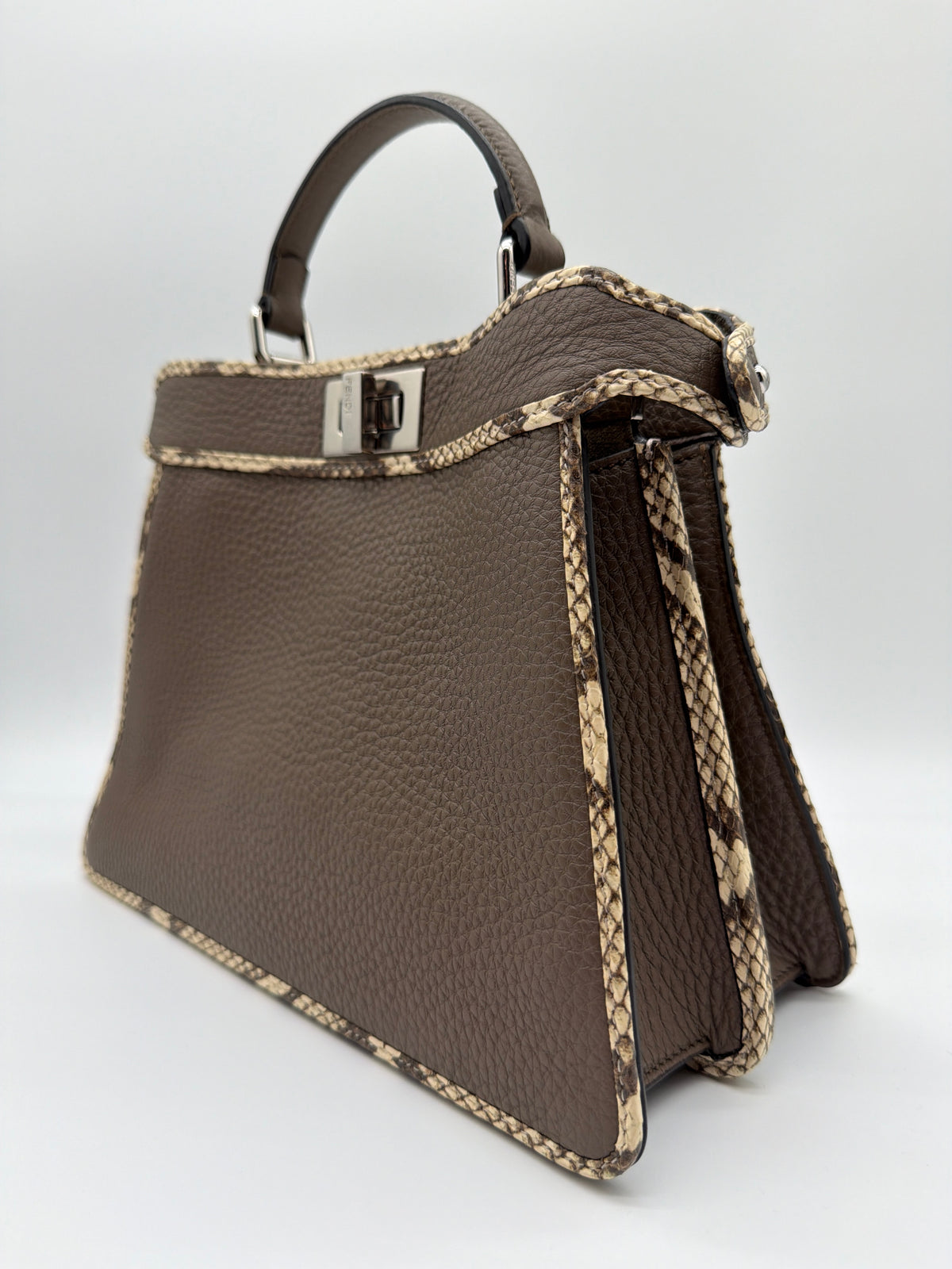 Fendi Peekaboo in pebbled leather with accented snakeskin trim image 2