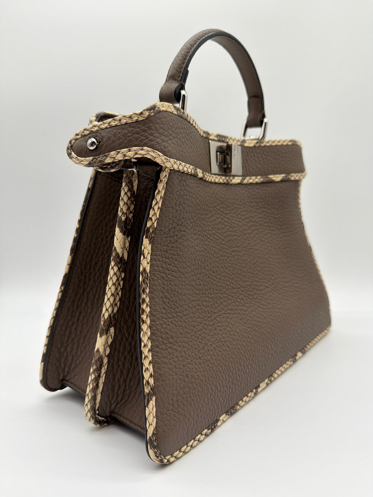 Fendi Peekaboo in pebbled leather with accented snakeskin trim image 3