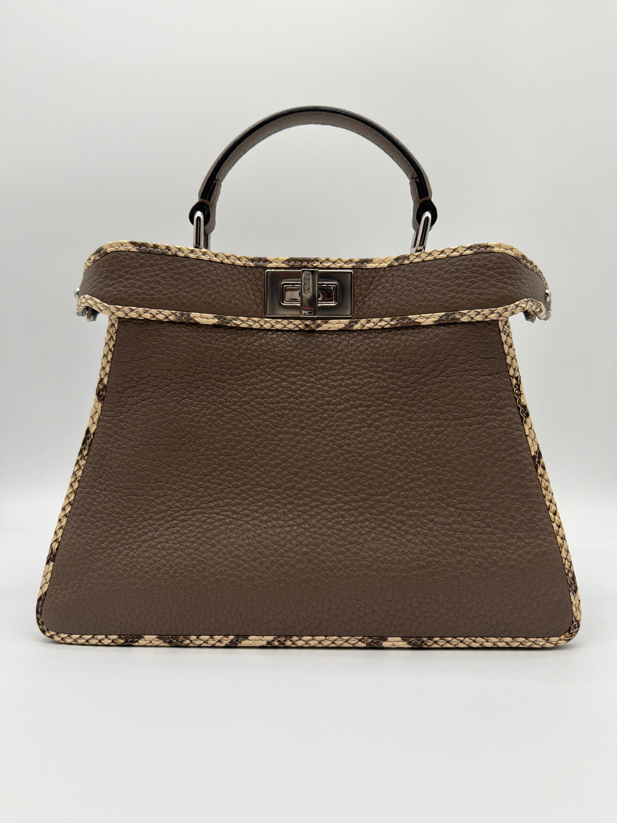 Fendi Peekaboo in pebbled leather with accented snakeskin trim image 4