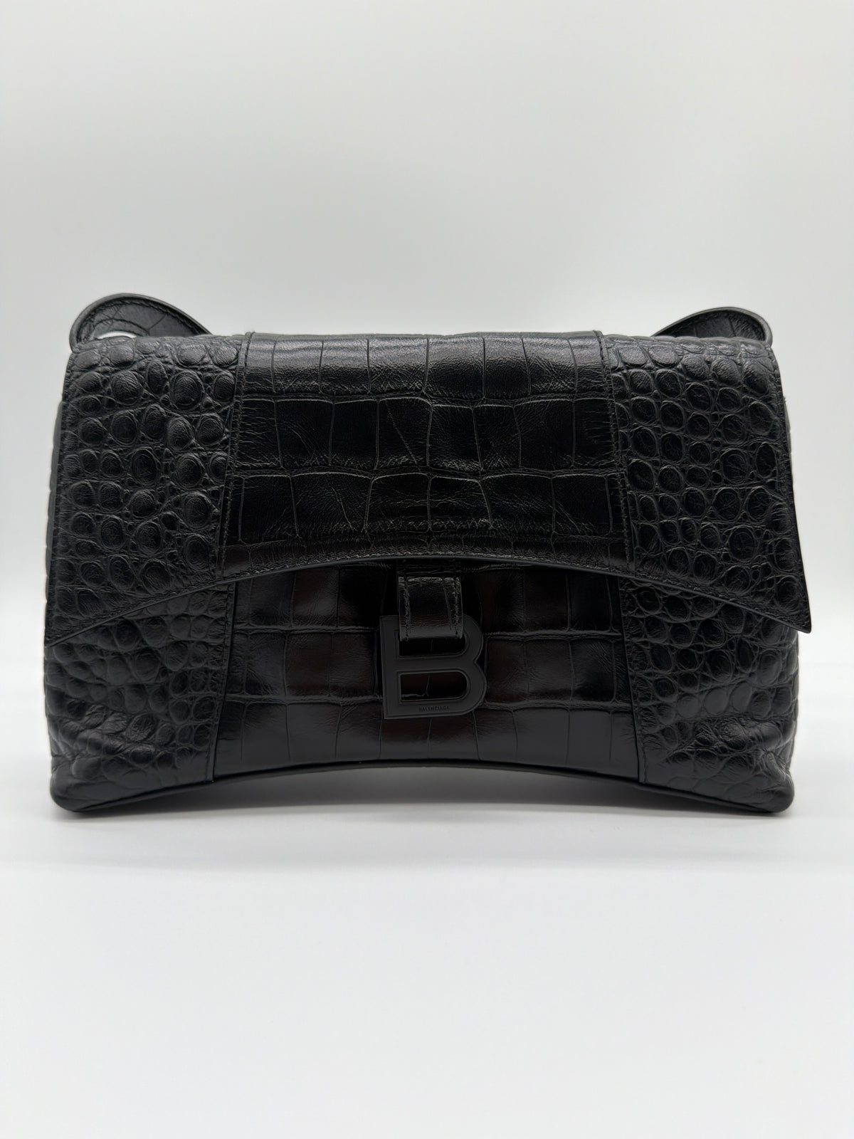Balenciaga Downtown XS in black crocodile-embossed image 1