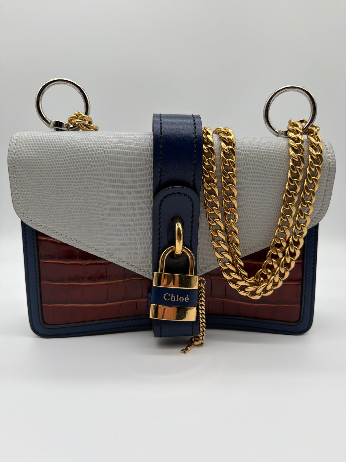 Chloé Crocodile Embossed Aby Chain Shoulder Bag image 1