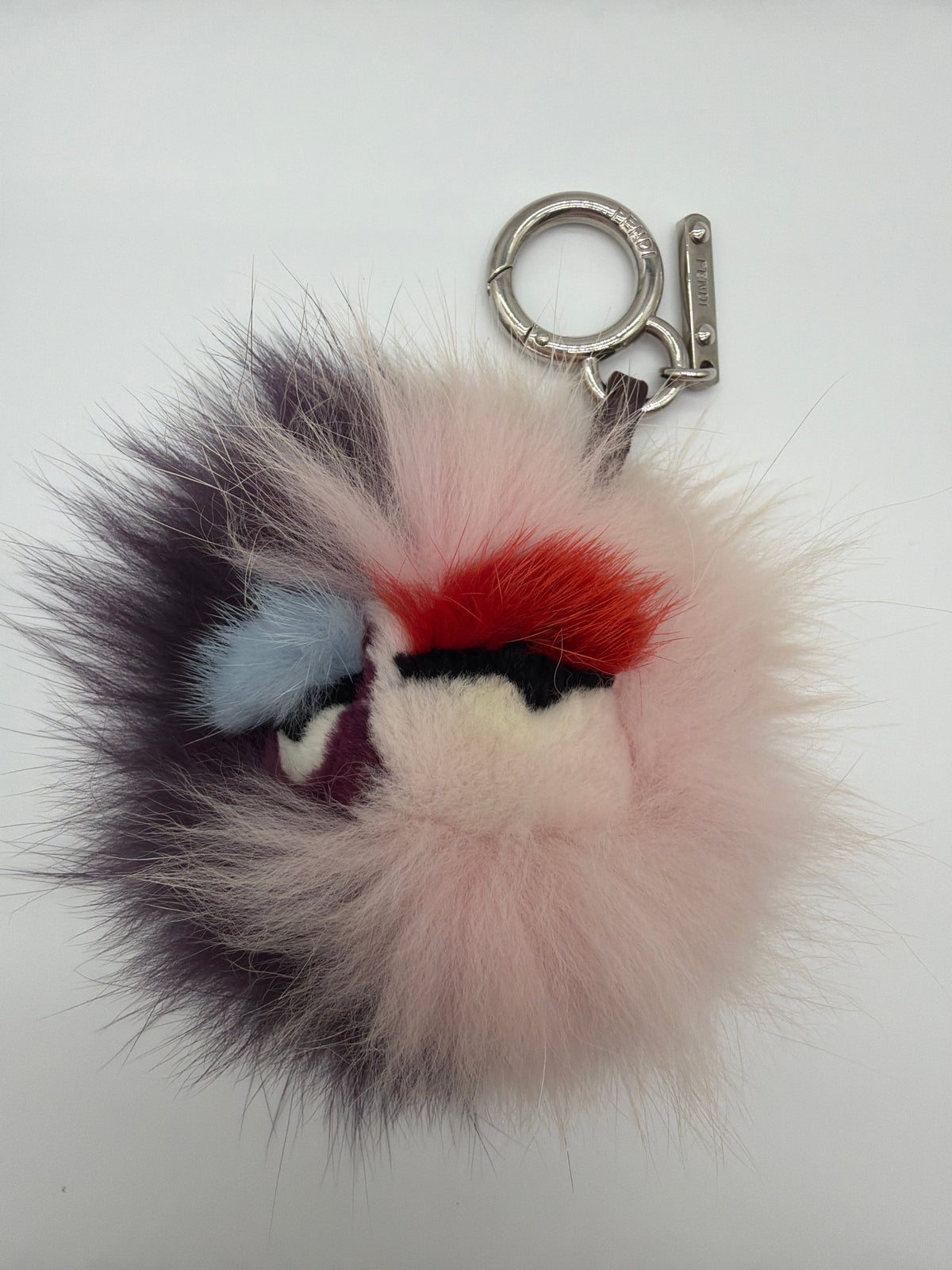 Fendi Fox Mink Rabbit Fur Vitello Flamingo Mini Monster Bag Charm image 1