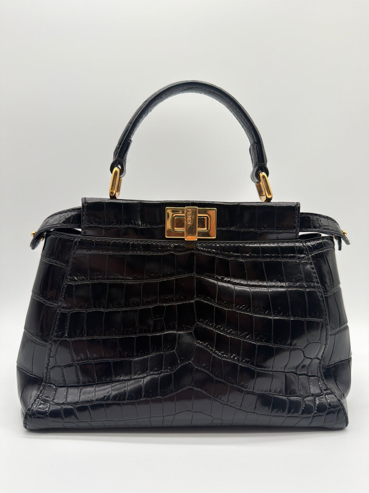 Fendi Peekaboo Mini Black Crocodile Bag image 2