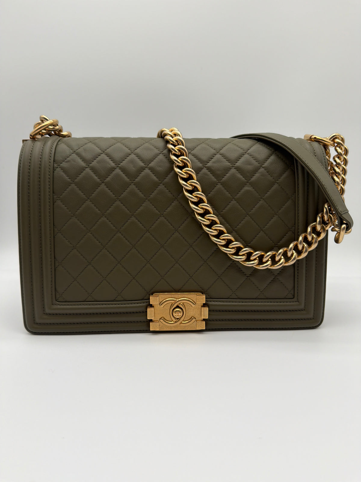 Chanel Caviar Quilted Medium Boy Flap in olive green/khaki image 1