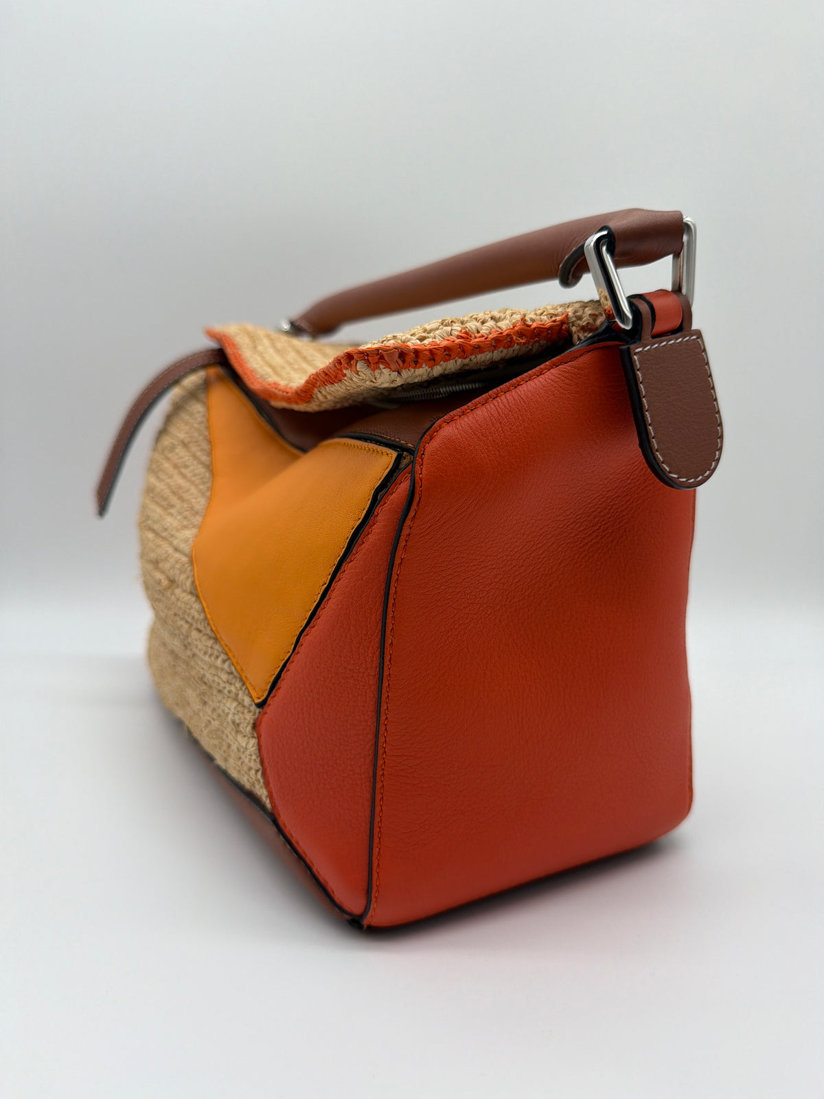 Loewe Calfskin & Raffia Medium Puzzle Bag image 3