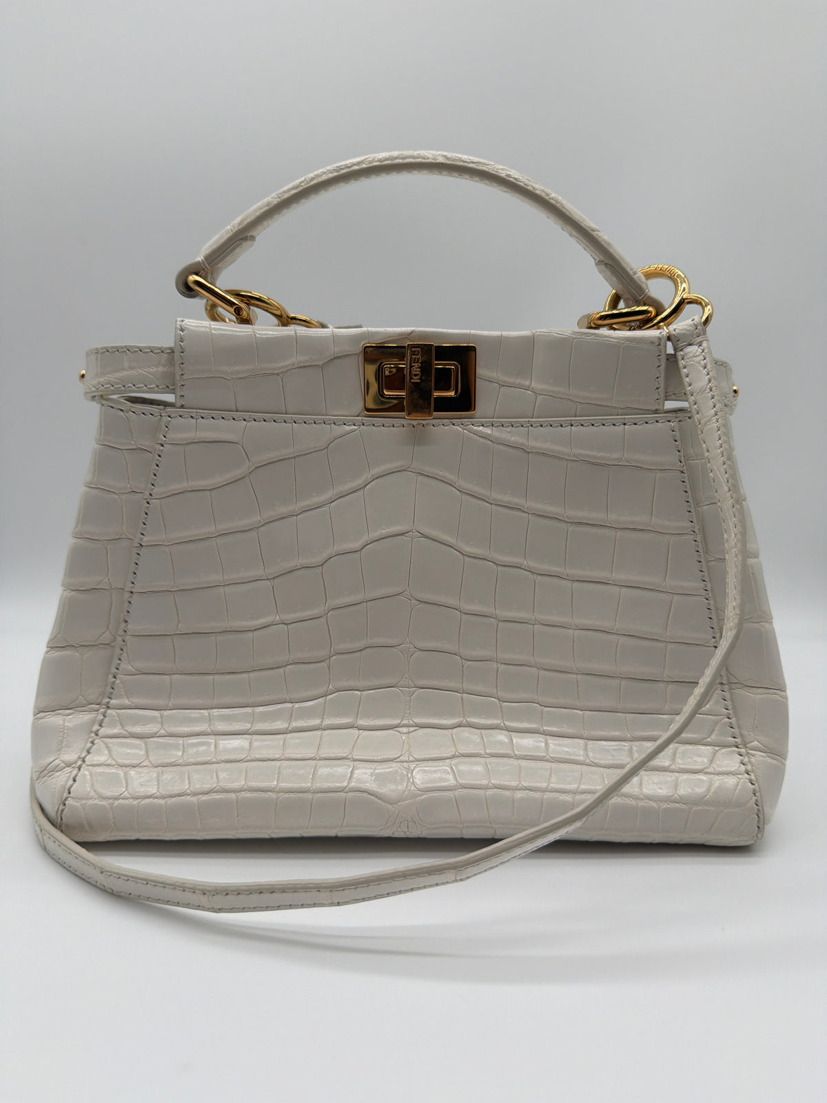 Fendi Peekaboo Mini in pearl white crocodile image 1