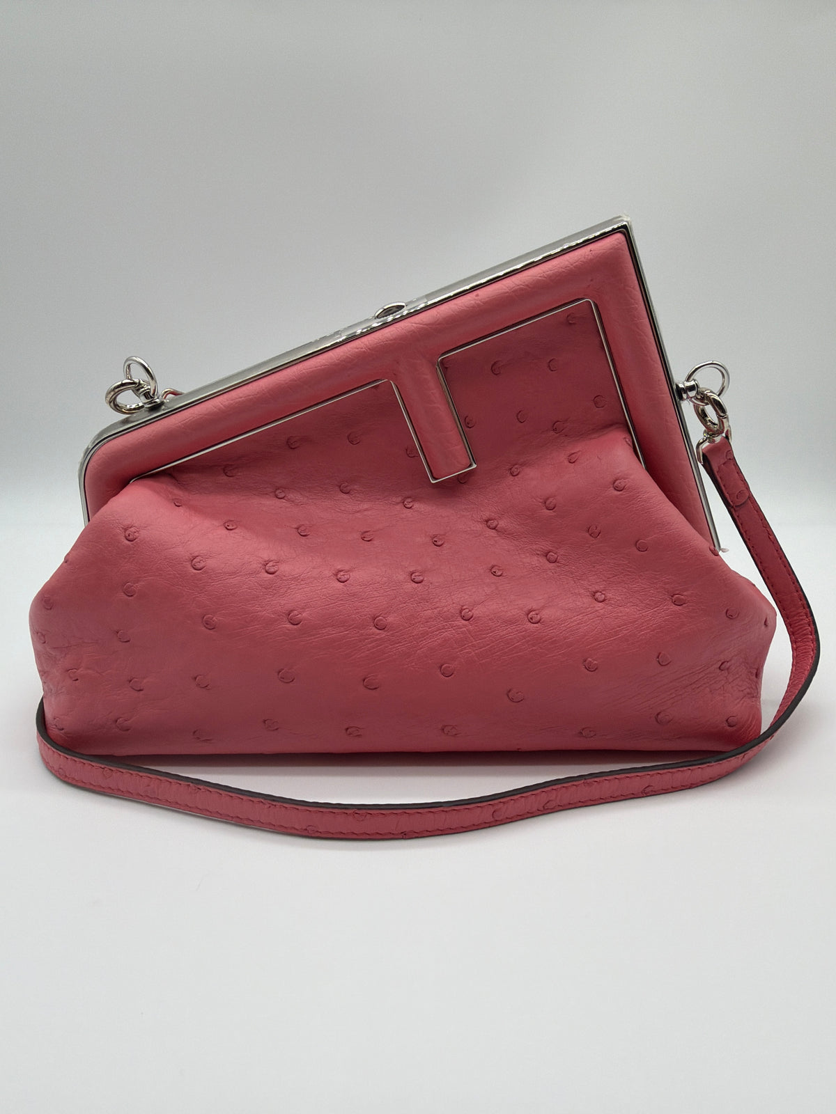 Fendi First Handbag Small in pink ostrich image 1