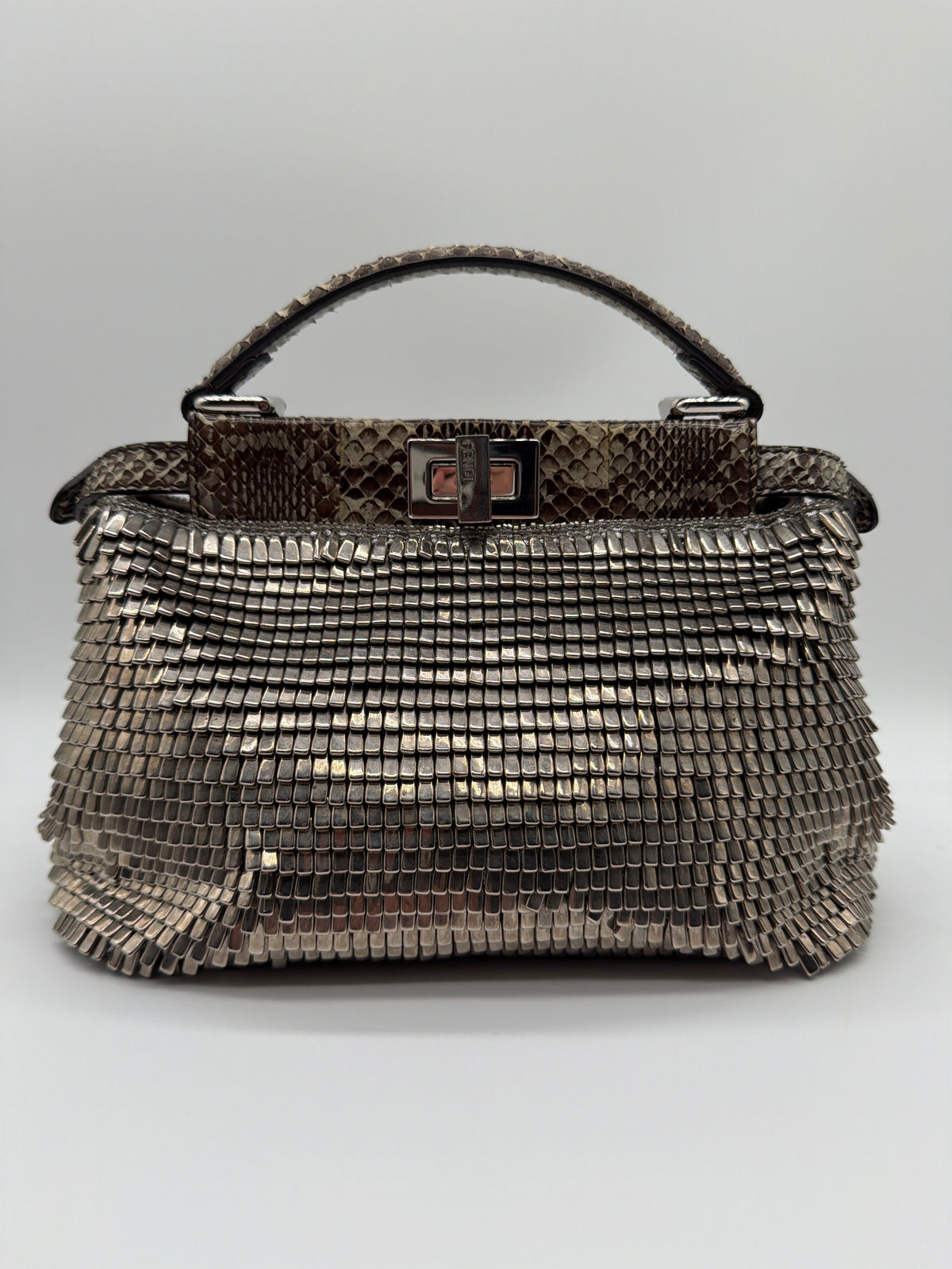 Fendi Peekaboo Iconic Mini in a special-edition metallic tiered python skin image 2