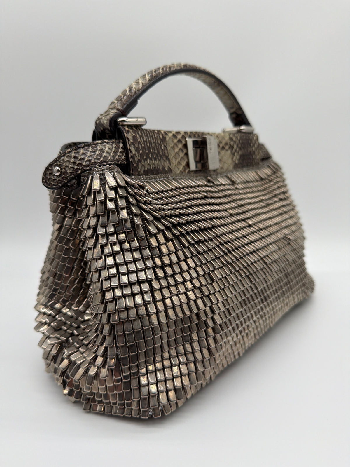 Fendi Peekaboo Iconic Mini in a special-edition metallic tiered python skin image 4