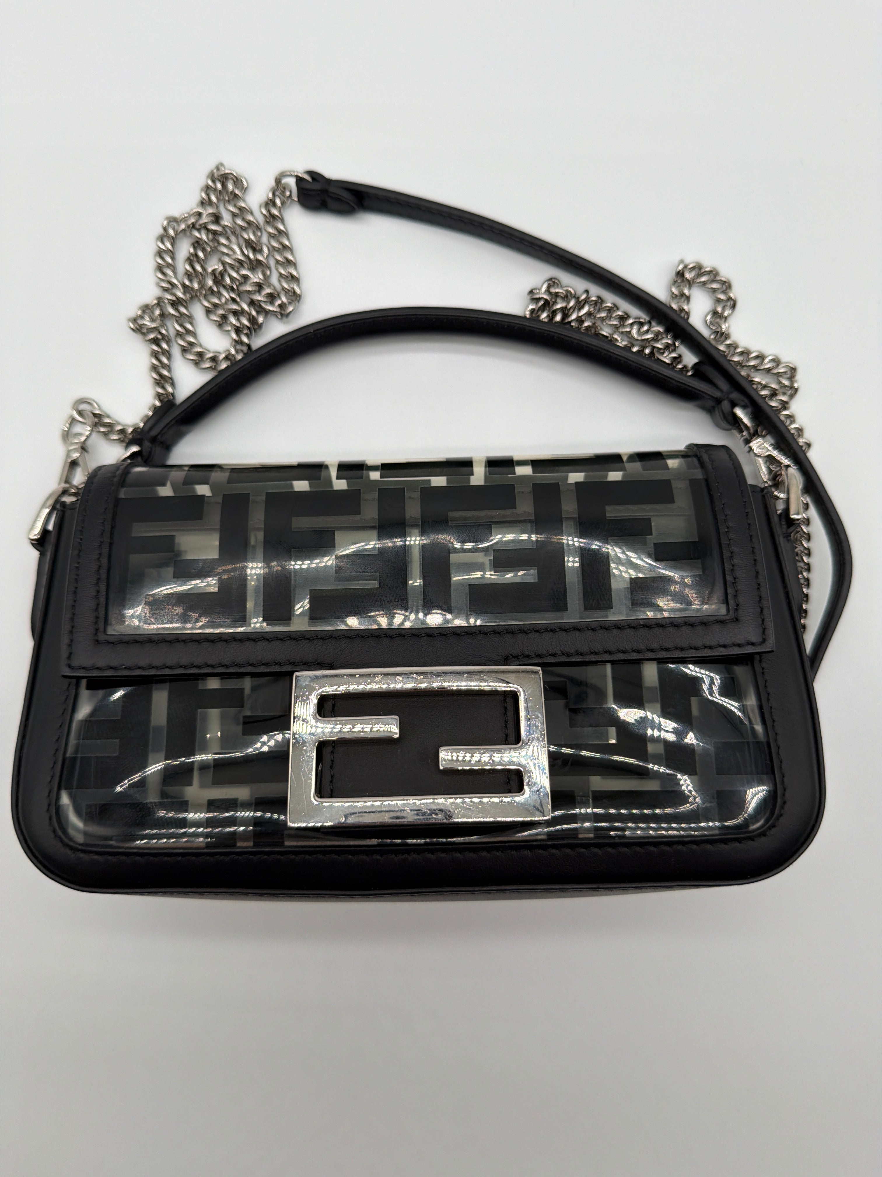 Fendi Clear and Black Zucca PVC Baguette — image 1
