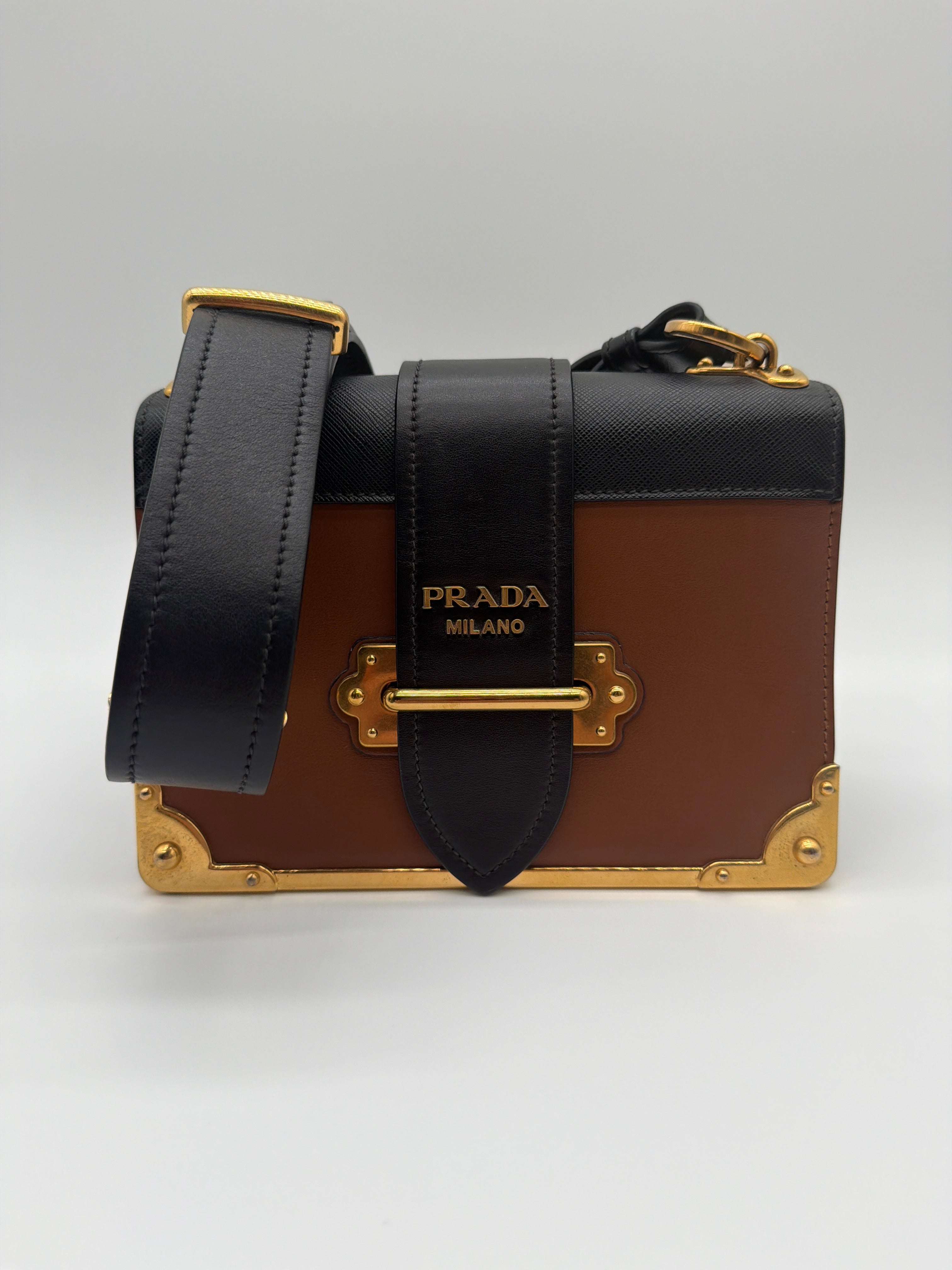 Prada Cahier bag in caramel and black — image 1