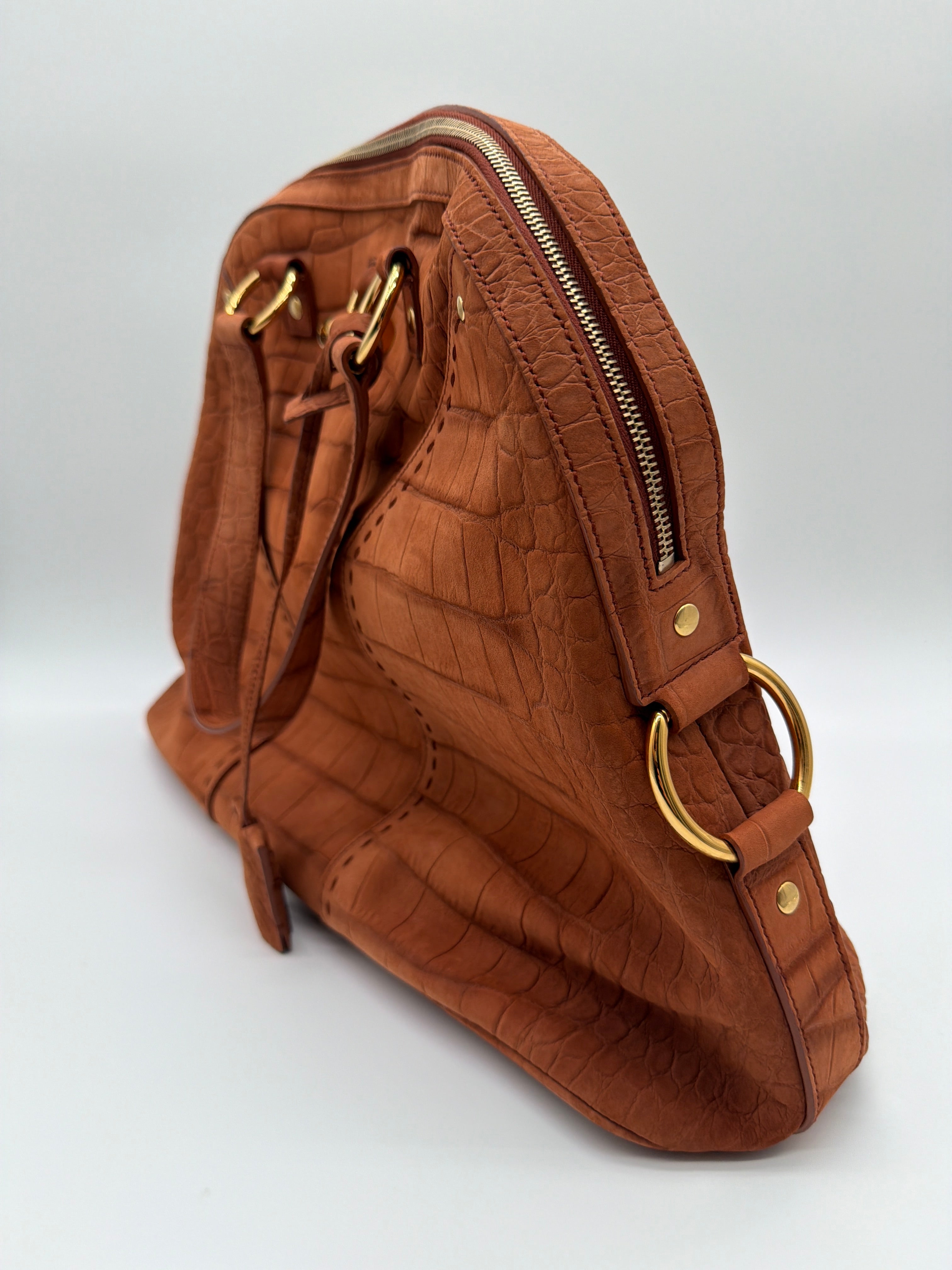 Saint Laurent Muse in brown croc-embossed suede — image 2