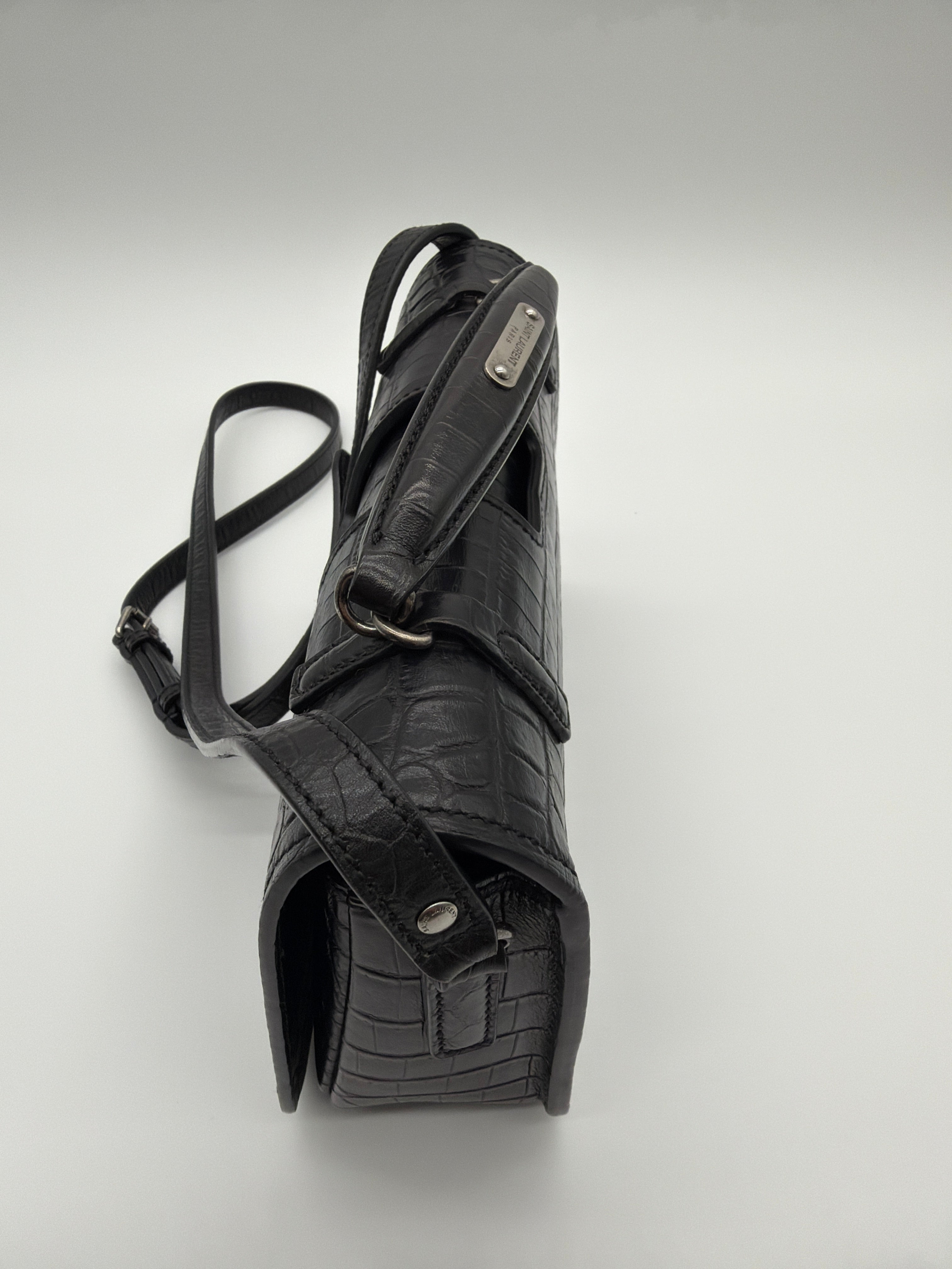 Saint Laurent Charlotte Medium Messenger Bag in black crocodile-embossed leather — image 4