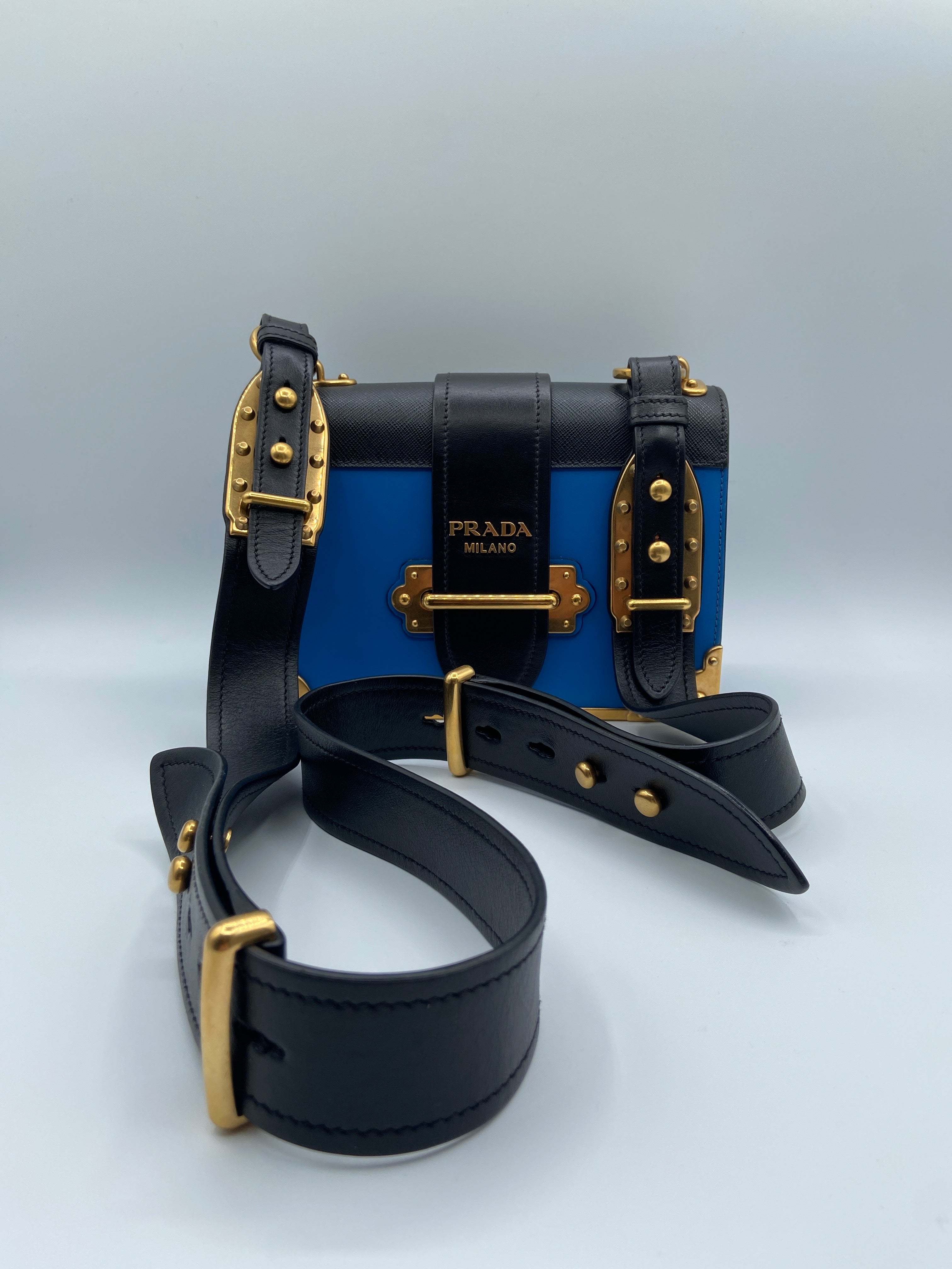 Prada Cahier Shoulder Bag – Blue & Black