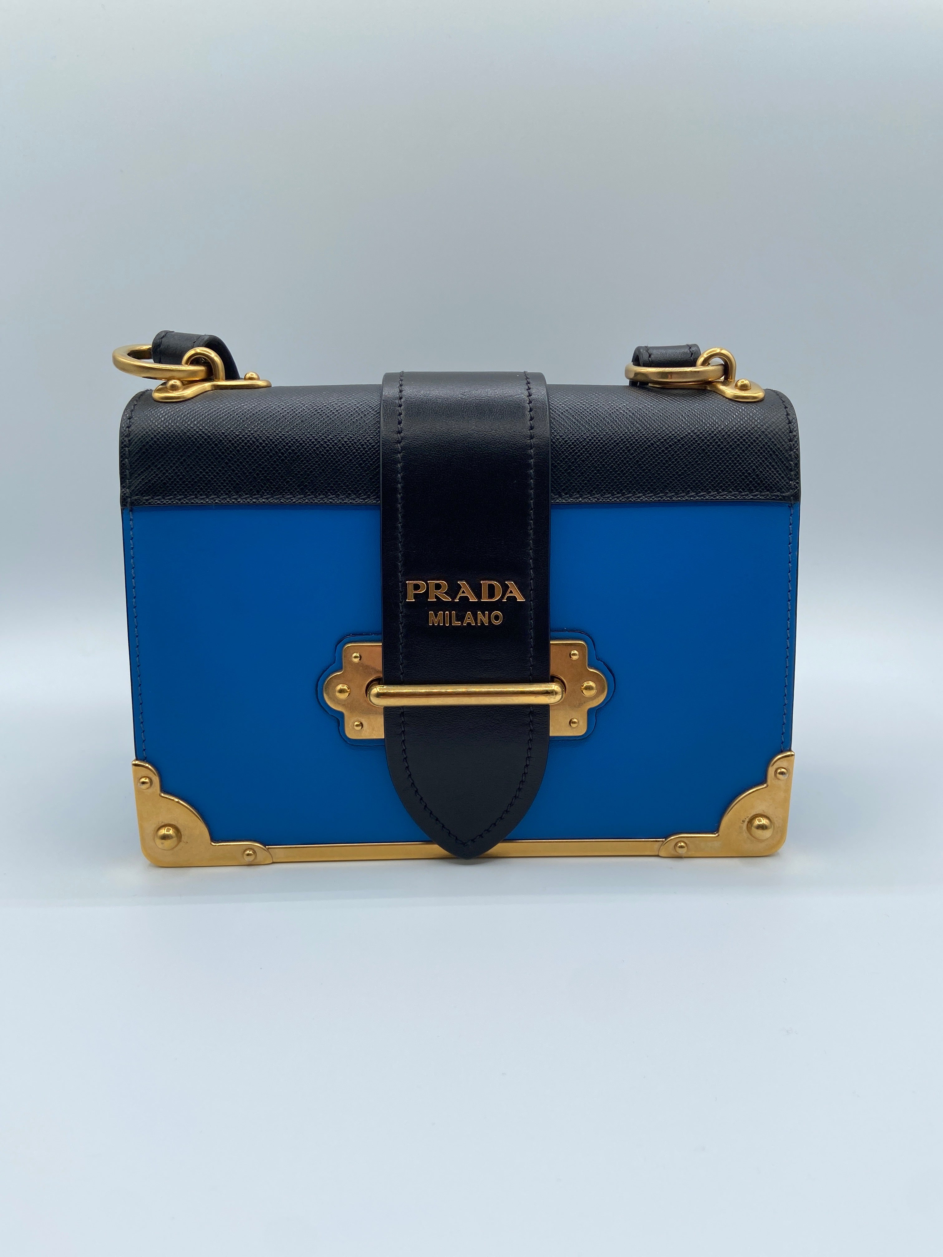 Prada Cahier Shoulder Bag – Blue & Black