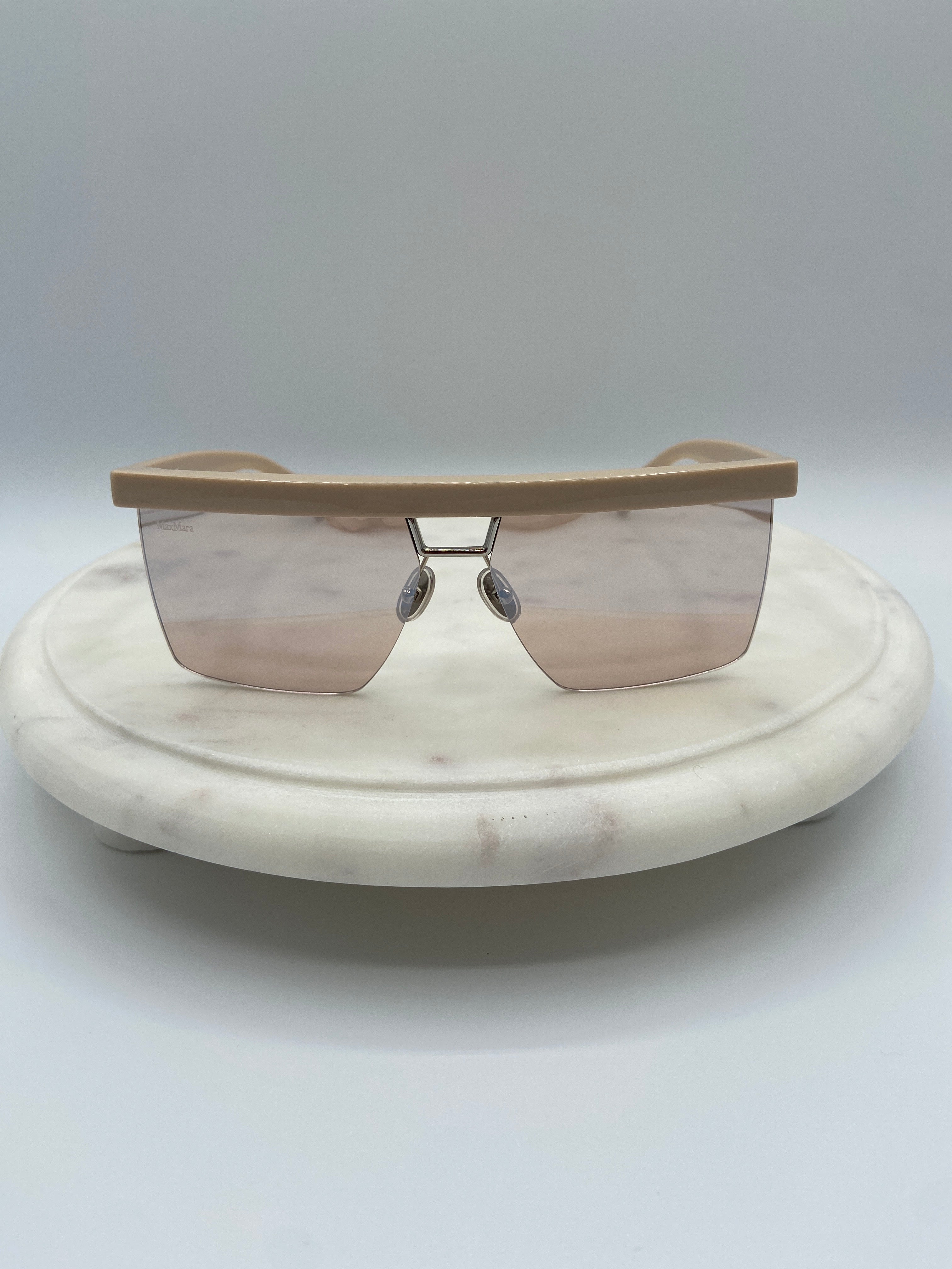 Max Mara Shield Sunglasses – Nude Frame with Rose-Tinted Lens