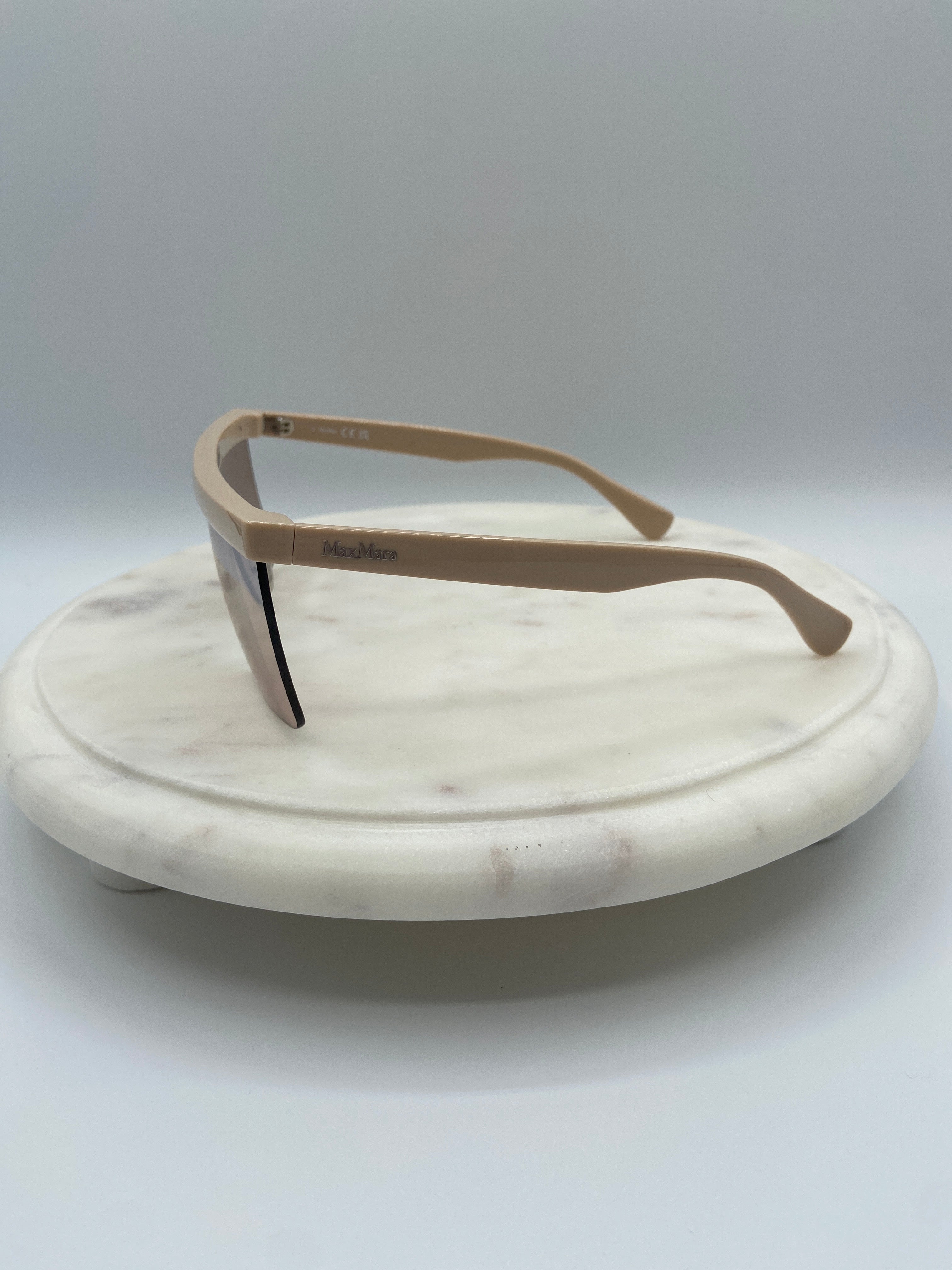 Max Mara Shield Sunglasses – Nude Frame with Rose-Tinted Lens