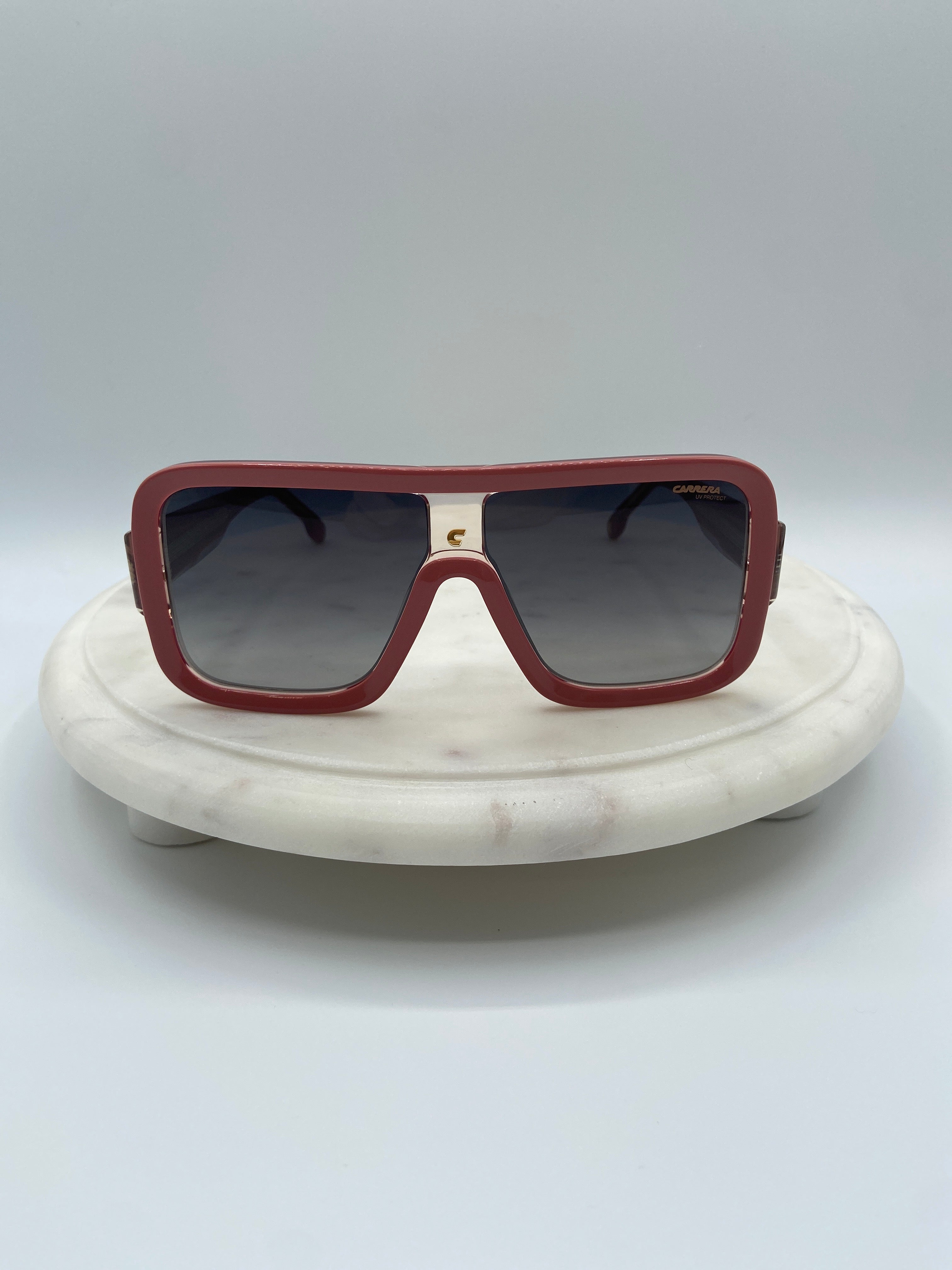 Carrera Oversized Square Sunglasses – Red Frame with Gradient Lenses