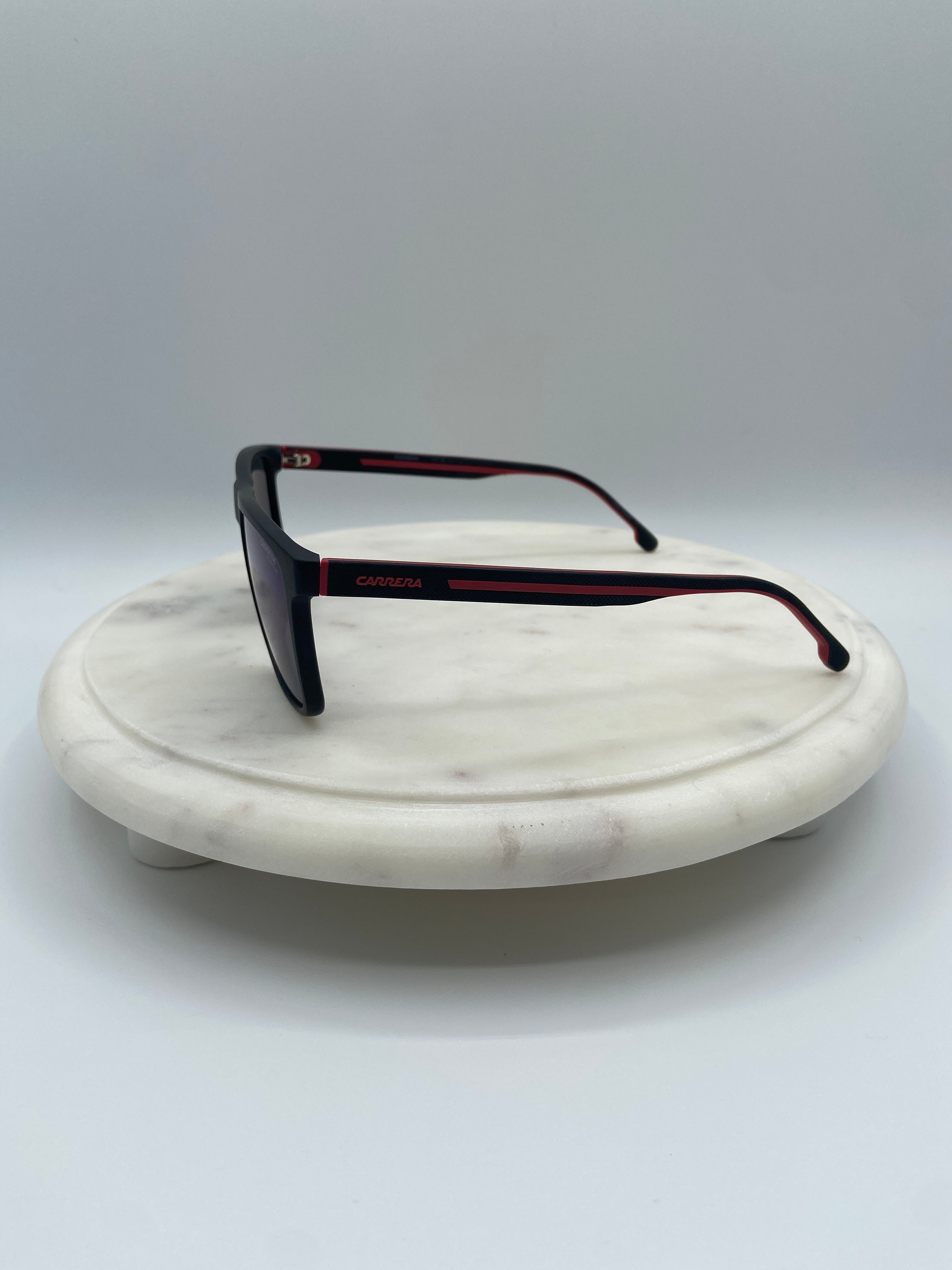 Carrera Sport Rectangular Sunglasses – Black Frame with Red Accents