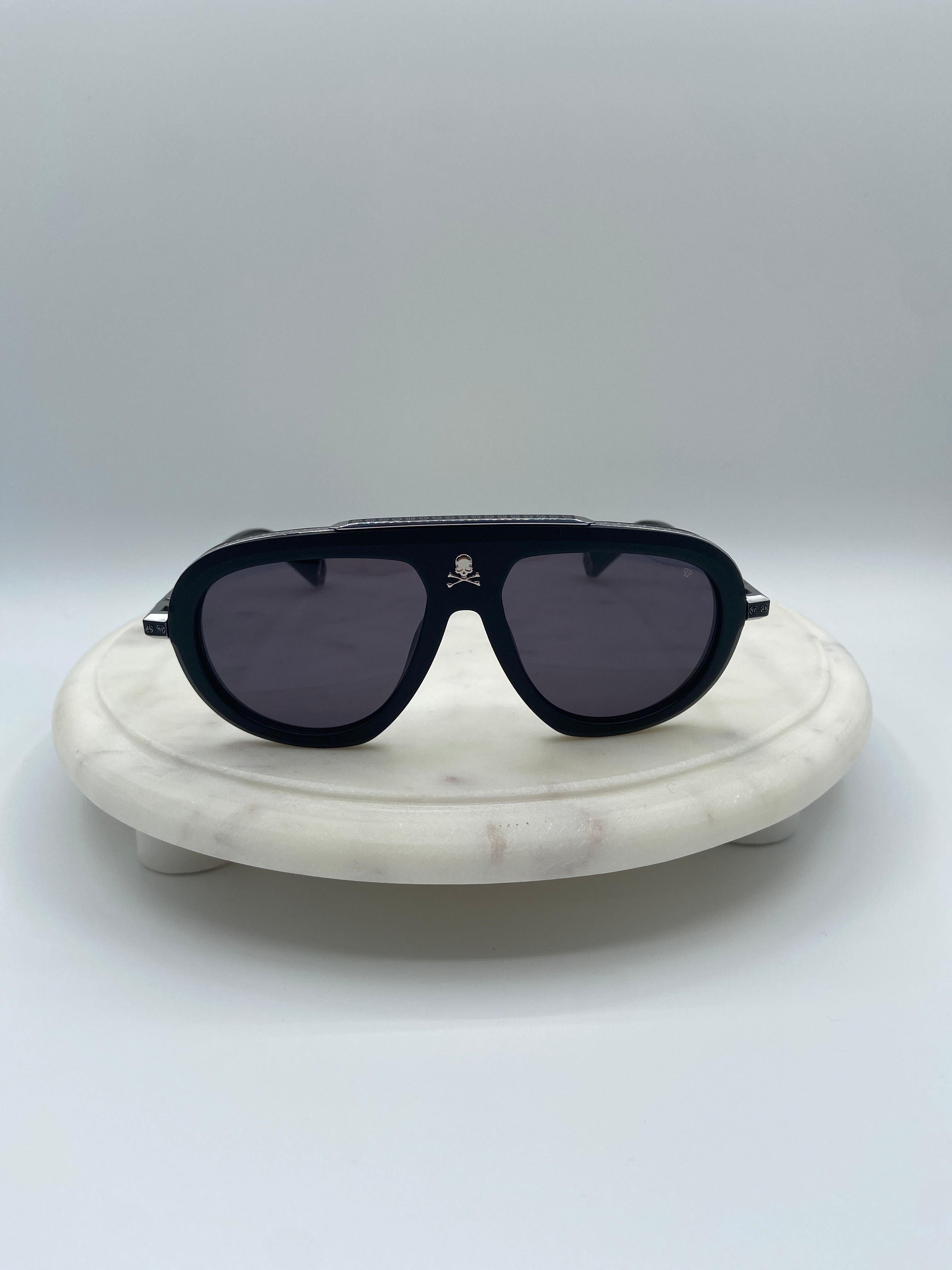 Philipp Plein Skull Aviator Sunglasses – Black