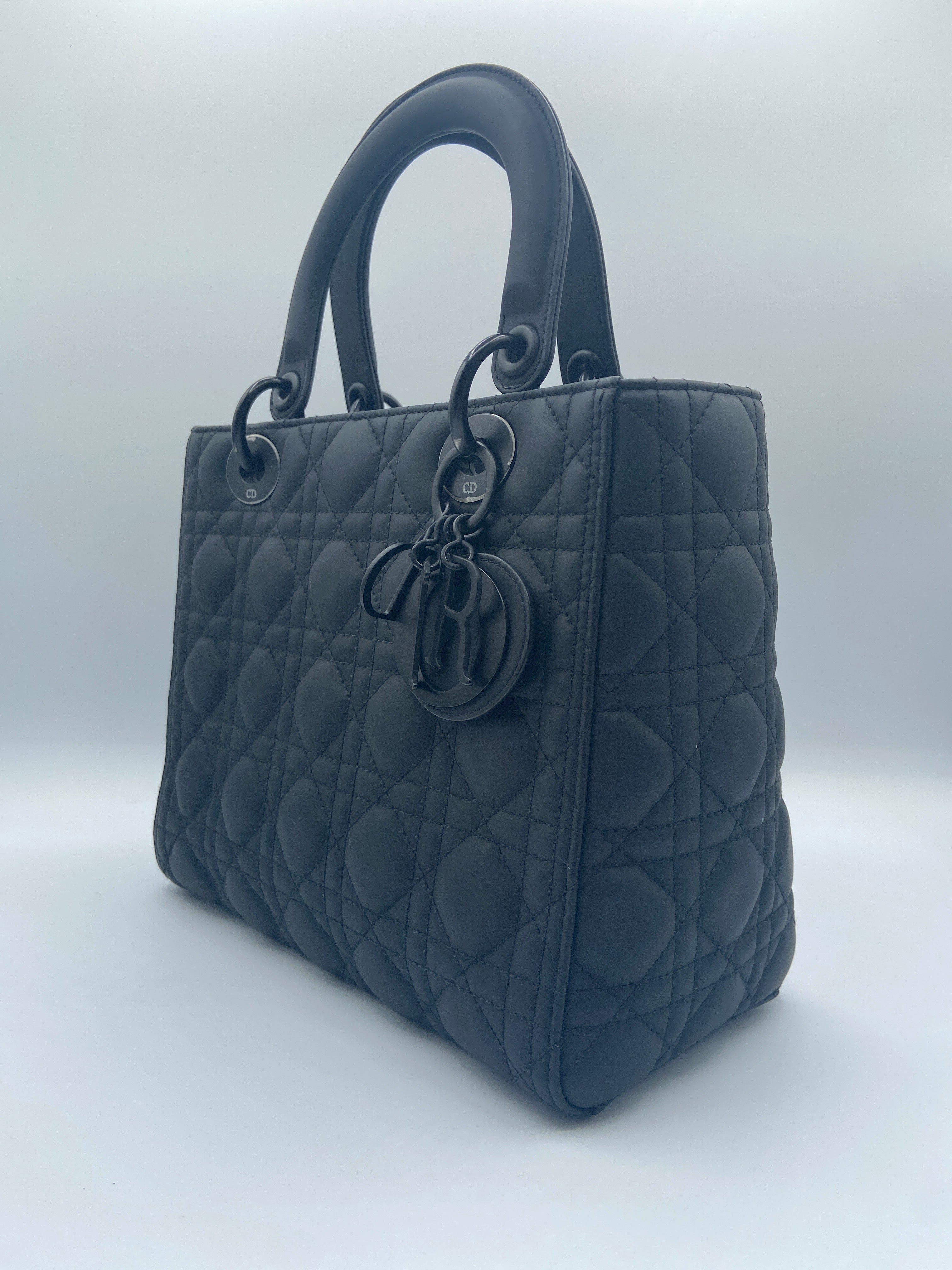 Christian Dior Lady Dior in Black Matte Cannage Calfskin