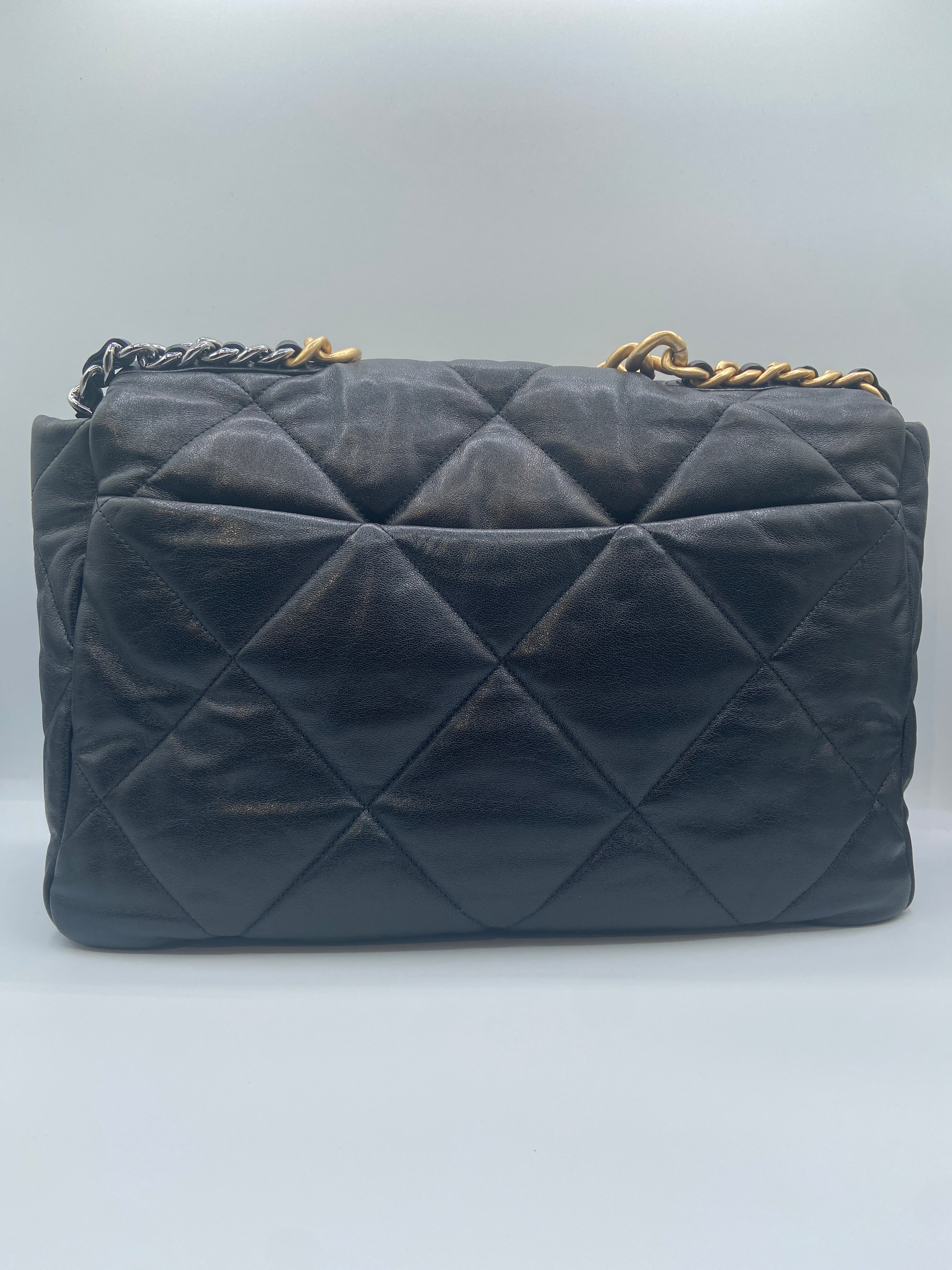 Chanel 19 Flap Bag in Black Quilted Lambskin with Mixed Chain Strap