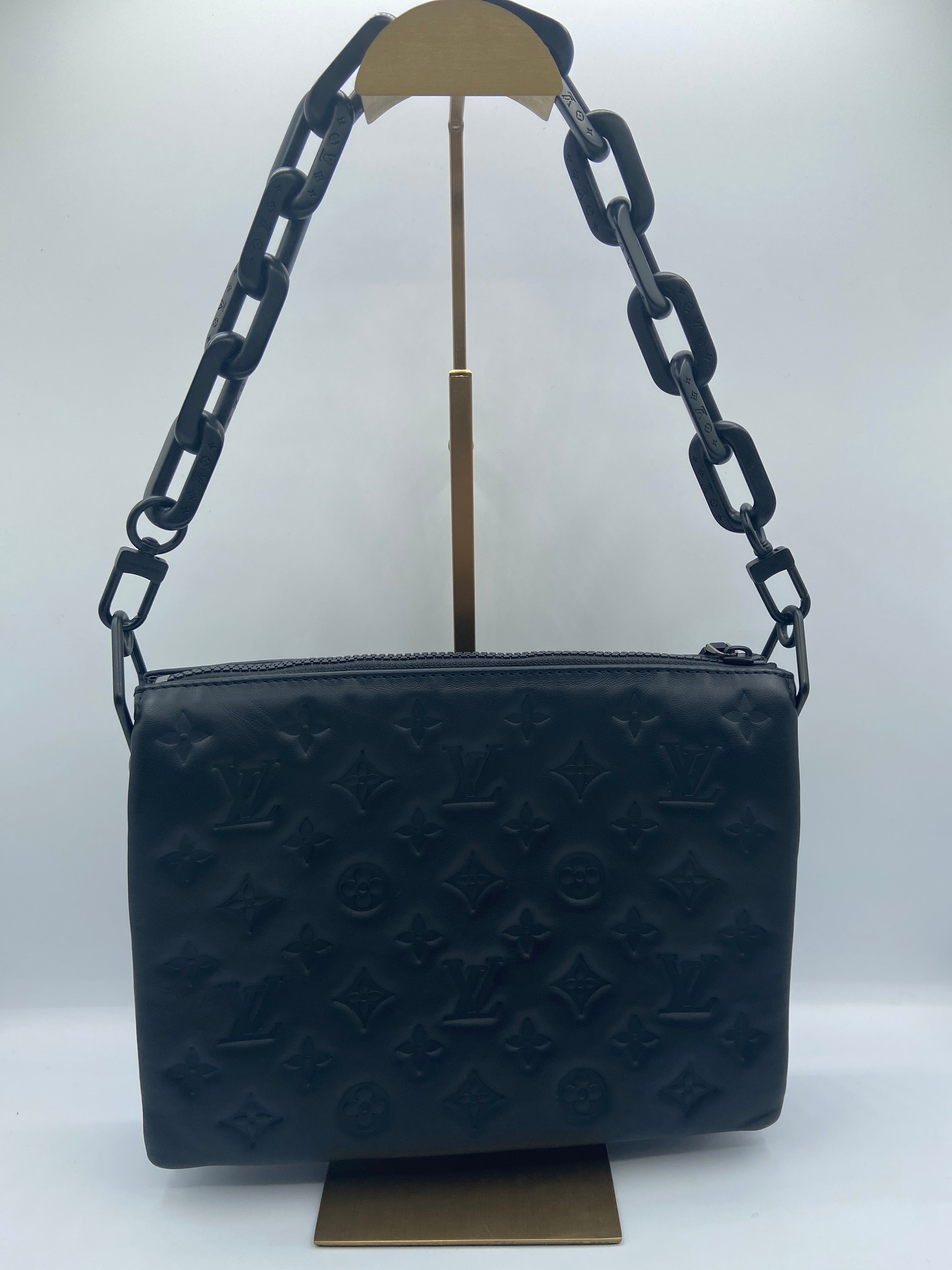 Louis Vuitton Coussin PM in Black Monogram Embossed Leather “Blackout”