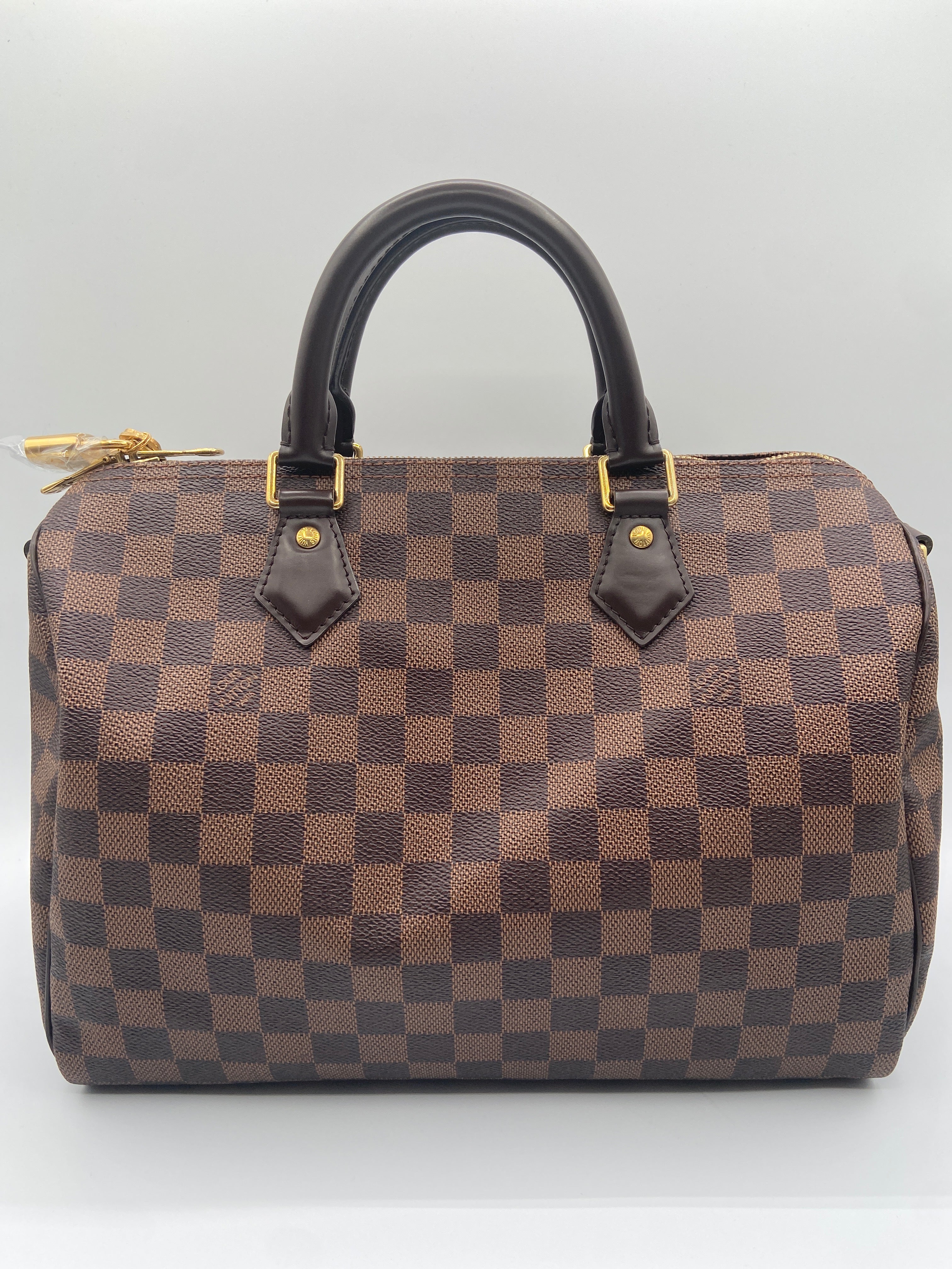 Pre-owned Louis Vuitton Speedy Bandoulière 30 in Damier Ebene with Gold Hardware (Entrupy Certified)