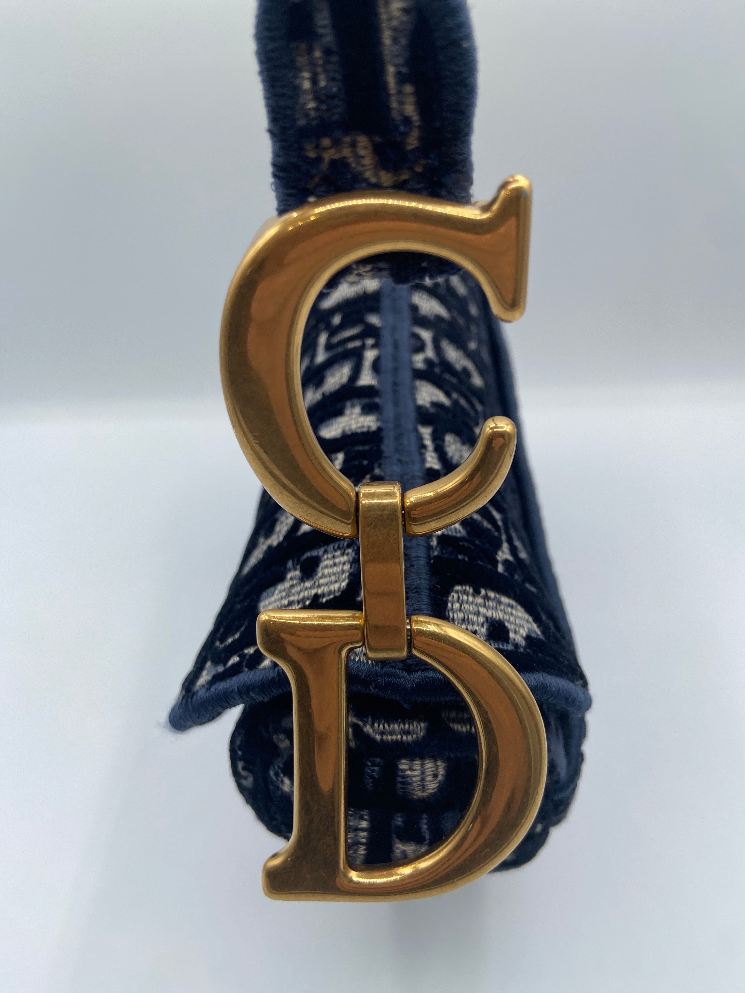 Christian Dior Saddle Bag in blue oblique velvet - view 3