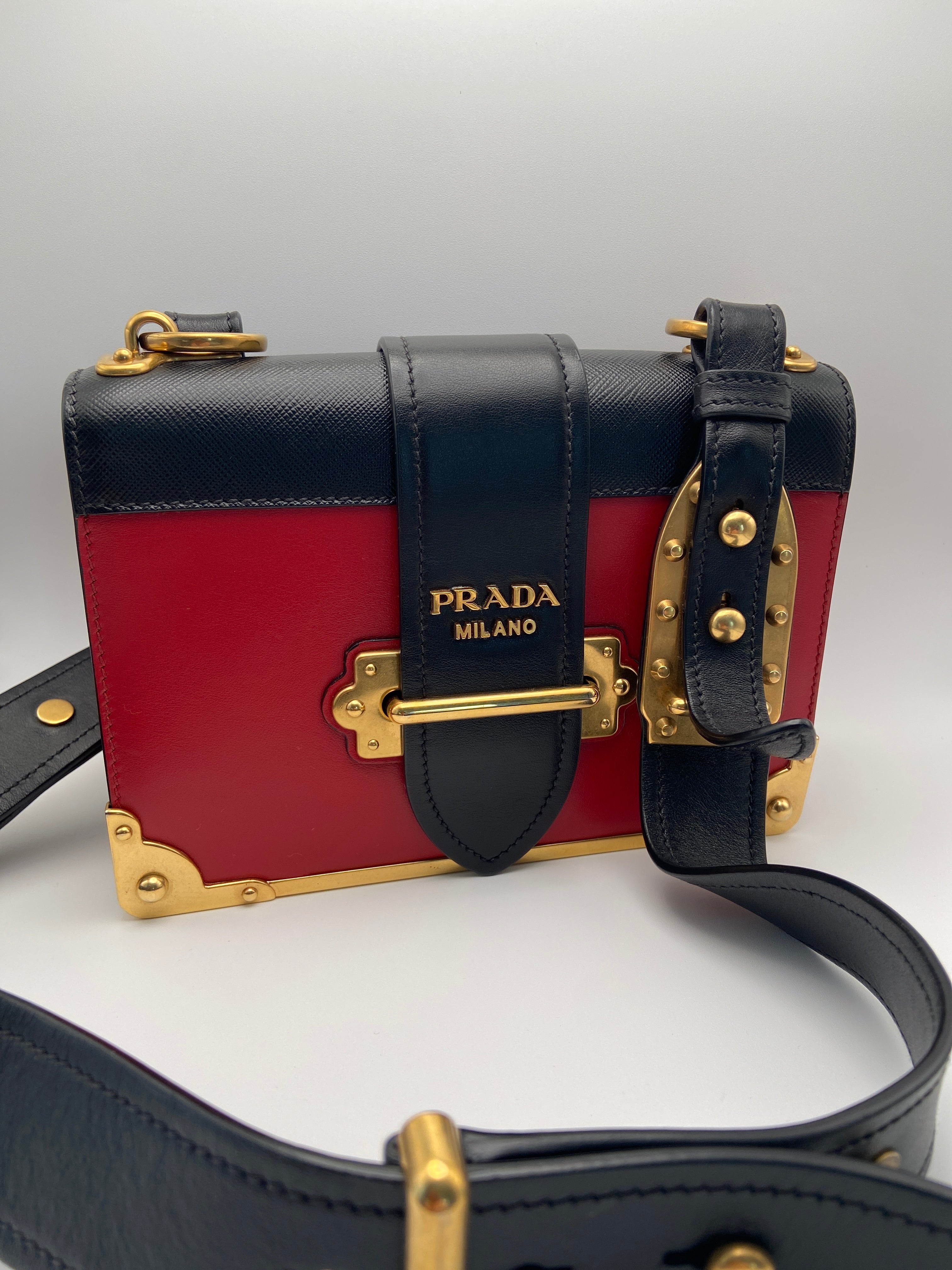 Prada Cahier Shoulder Bag – Red & Black