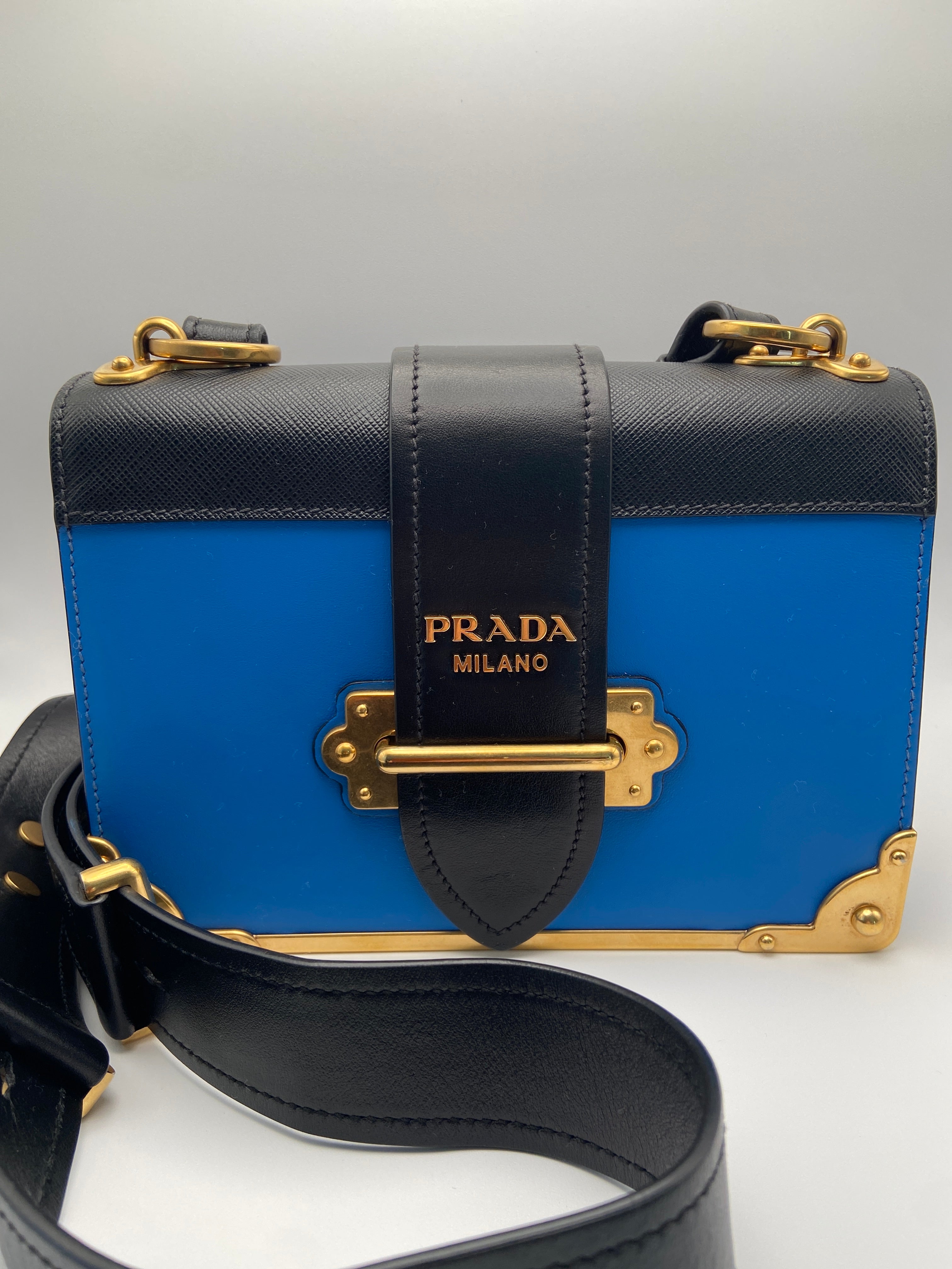 Prada Cahier Shoulder Bag – Blue & Black
