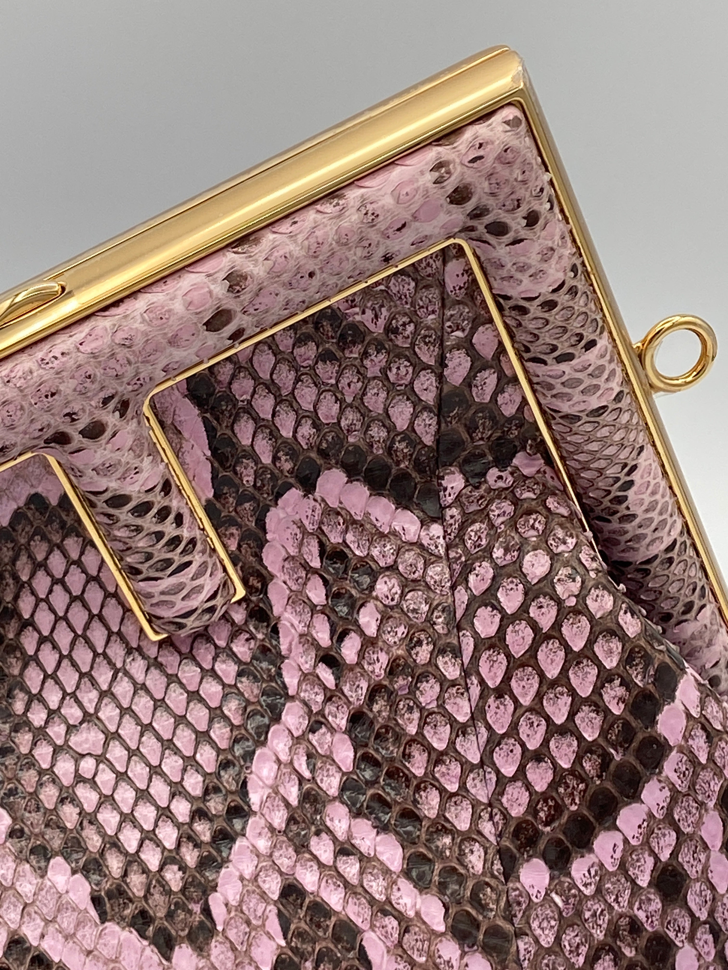 Fendi Snakeskin Violetta, Pink/Brown