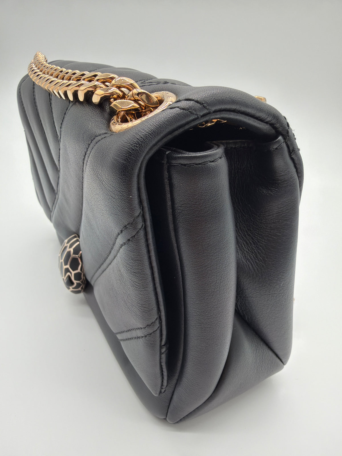 Bvlgari black quilted leather Serpenti Cabochon  image 6