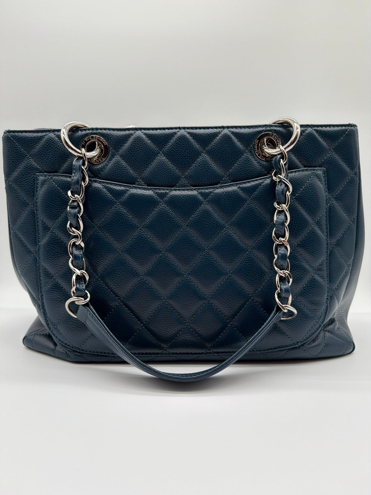 Chanel Grand Shopping Tote (GST) in dark blue image 3