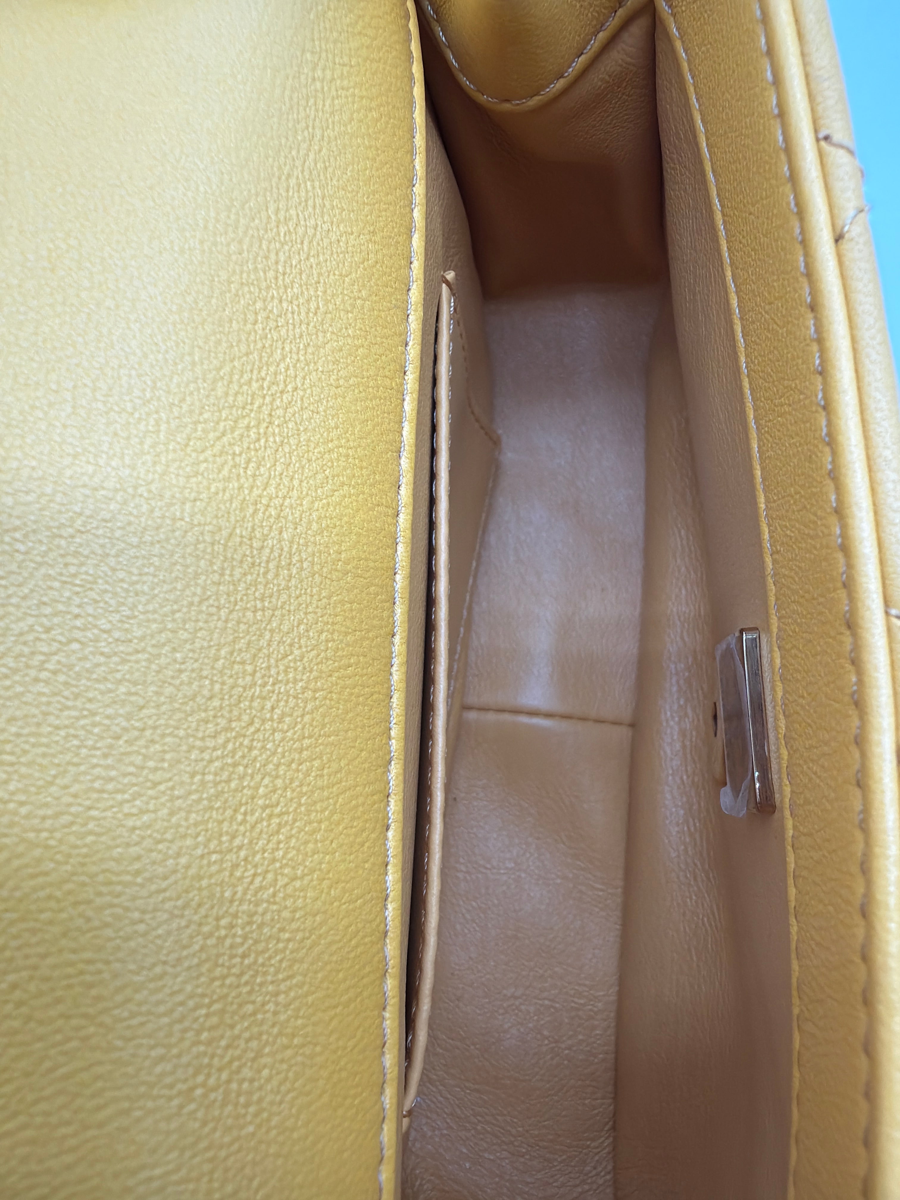  Chanel Lambskin Wenge Wood Mini Flap Bag in bright yellow image 5