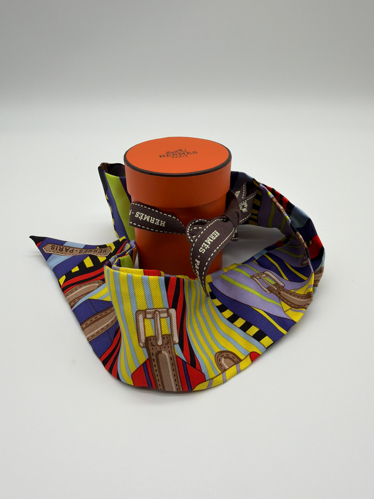  Hermès "Les Sangles" silk Twilly scarf image 1