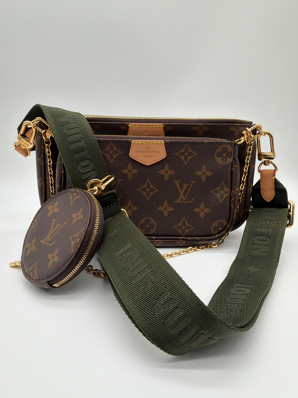 Louis Vuitton Khaki Monogram Multi Pochette Bag Trio image 1