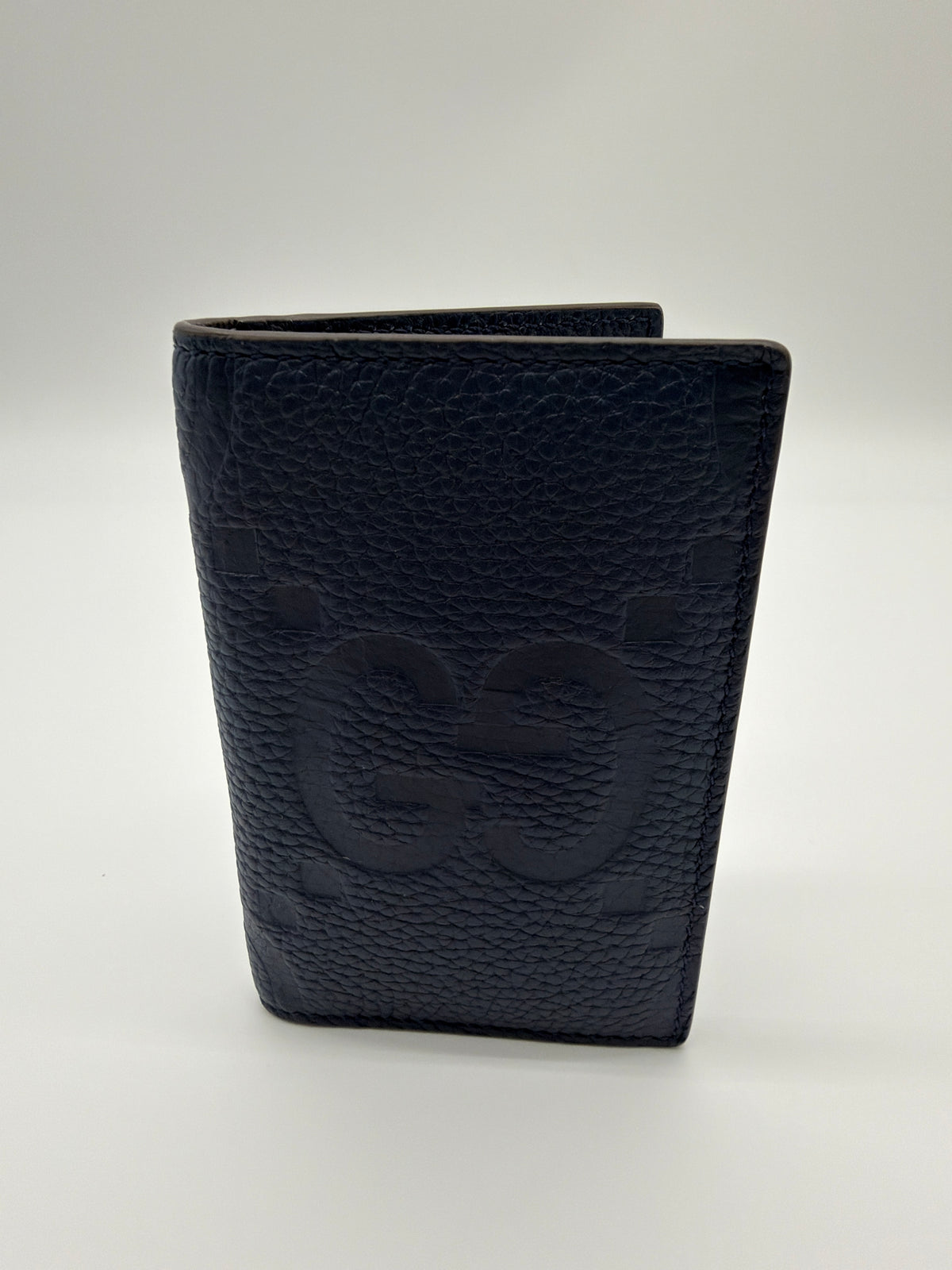 Gucci Jumbo GG leather bifold wallet in blue pebbled leather image 1