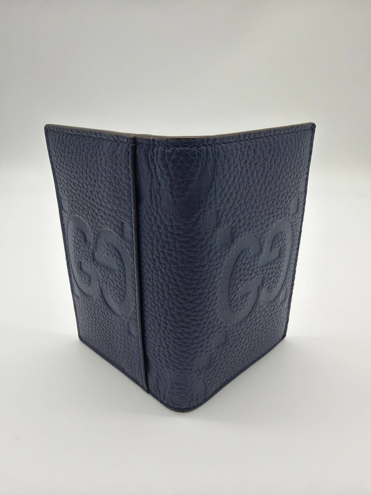 Gucci Jumbo GG leather bifold wallet in blue pebbled leather image 3