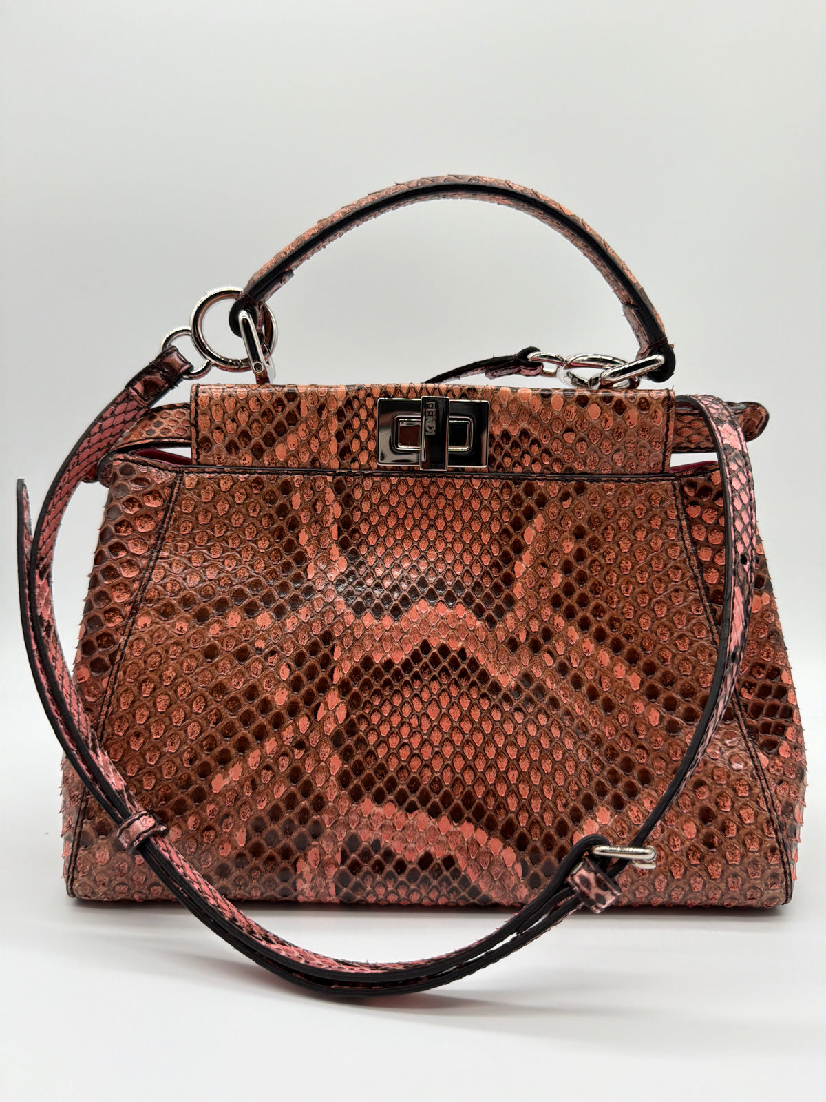 Fendi Mini Peekaboo in pink and coral python  image 1