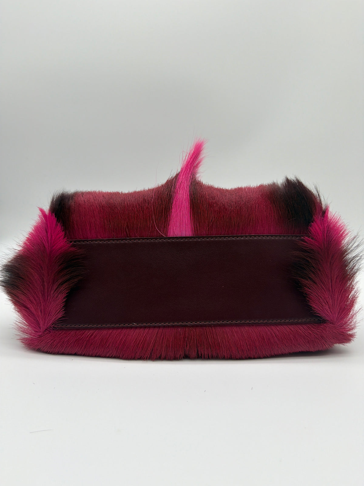 Fendi Peekaboo Mini Gazelle Fur in burgundy and pink image 5