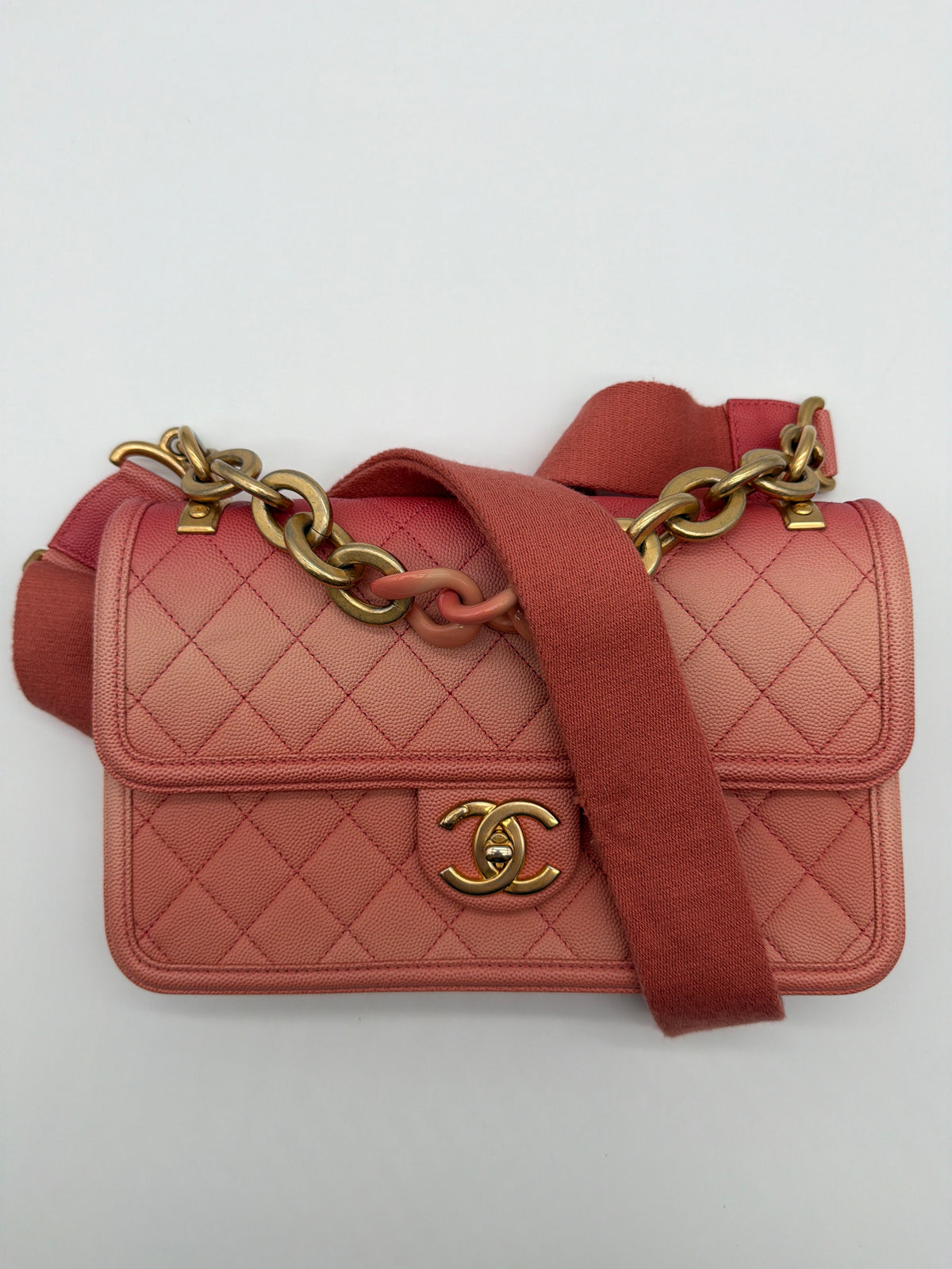 Chanel Sunset On The Sea in coral-to-pink ombré quilted caviar image 1