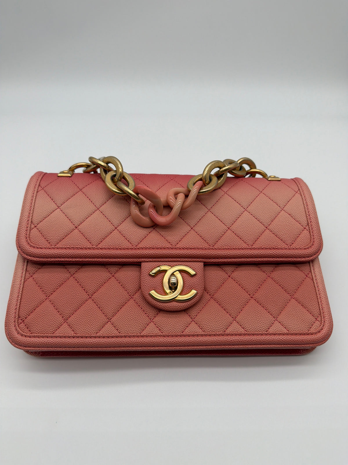 Chanel Sunset On The Sea in coral-to-pink ombré quilted caviar image 4