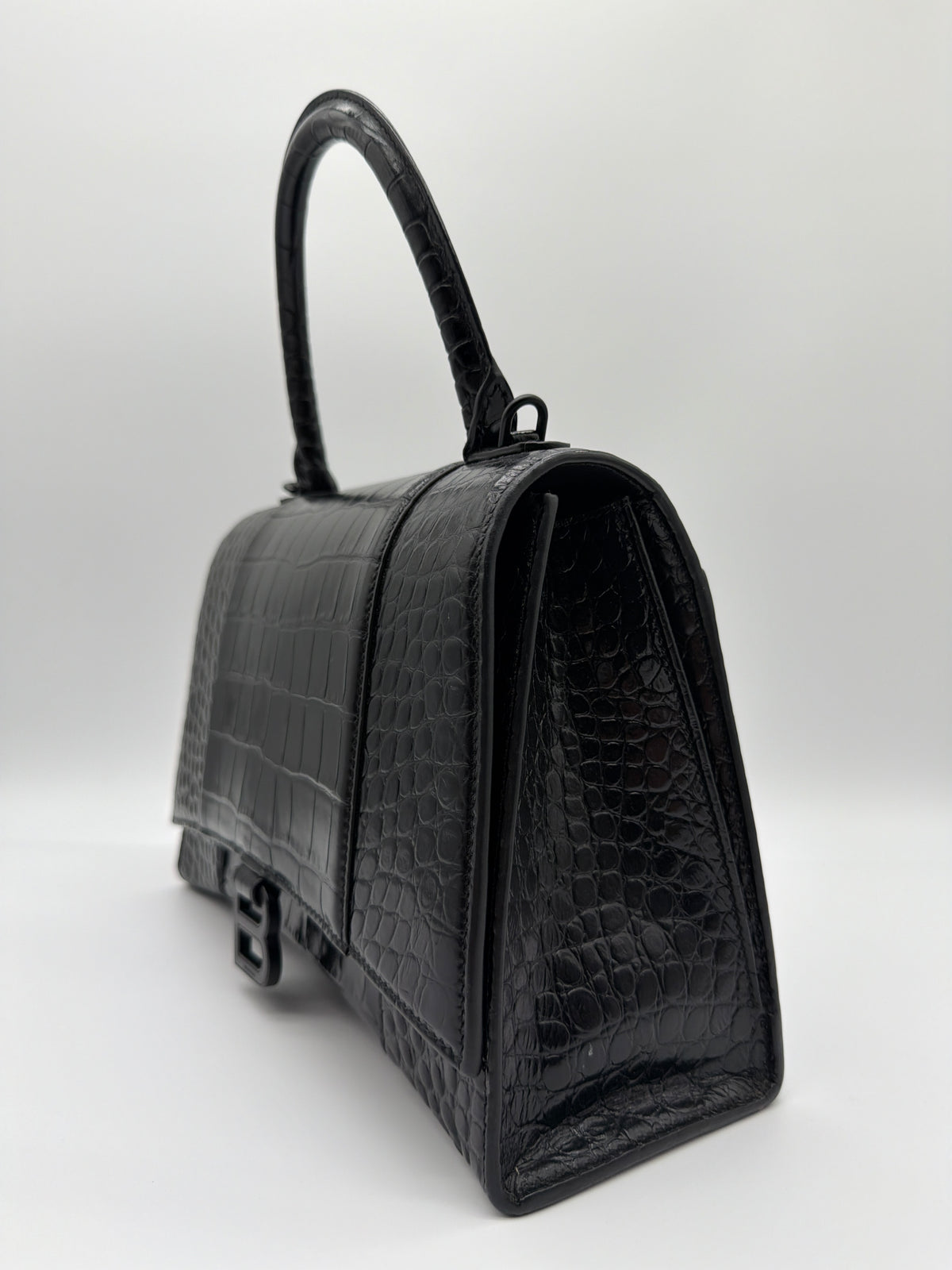 Balenciaga Shiny Calfskin Monochrome Crocodile Embossed Hourglass  image 2