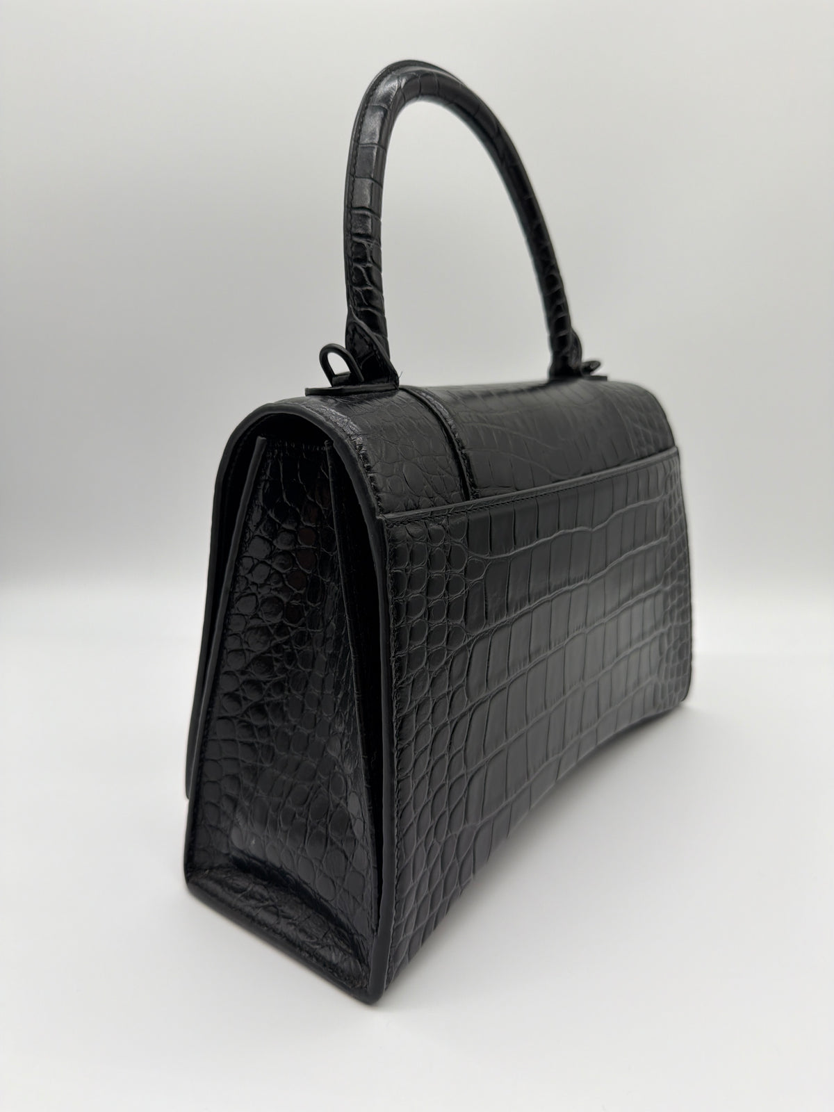Balenciaga Shiny Calfskin Monochrome Crocodile Embossed Hourglass  image 4