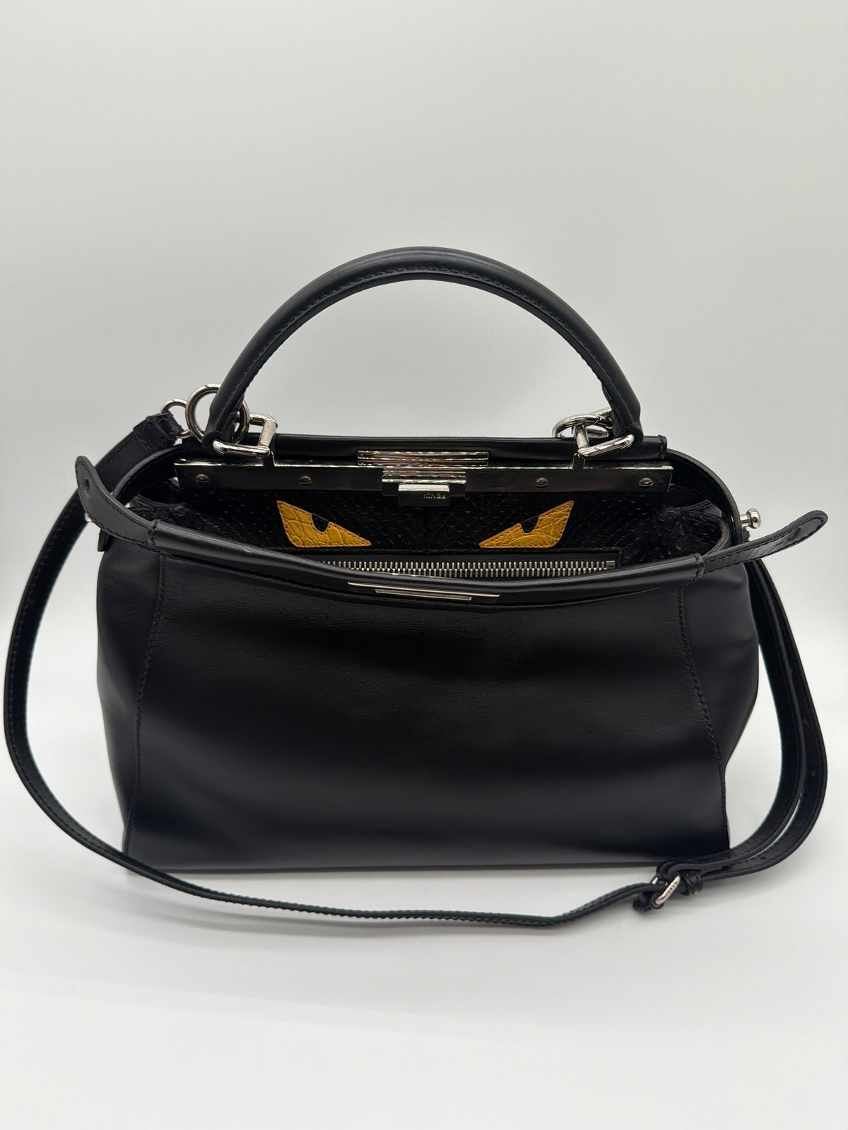 Fendi Monsters Peekaboo bag in black leather image 1